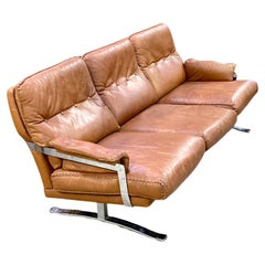 Divano Arne Norells in pelle e cromo, moderno danese Divano Arne Norells in pelle e cromo, moderno danese