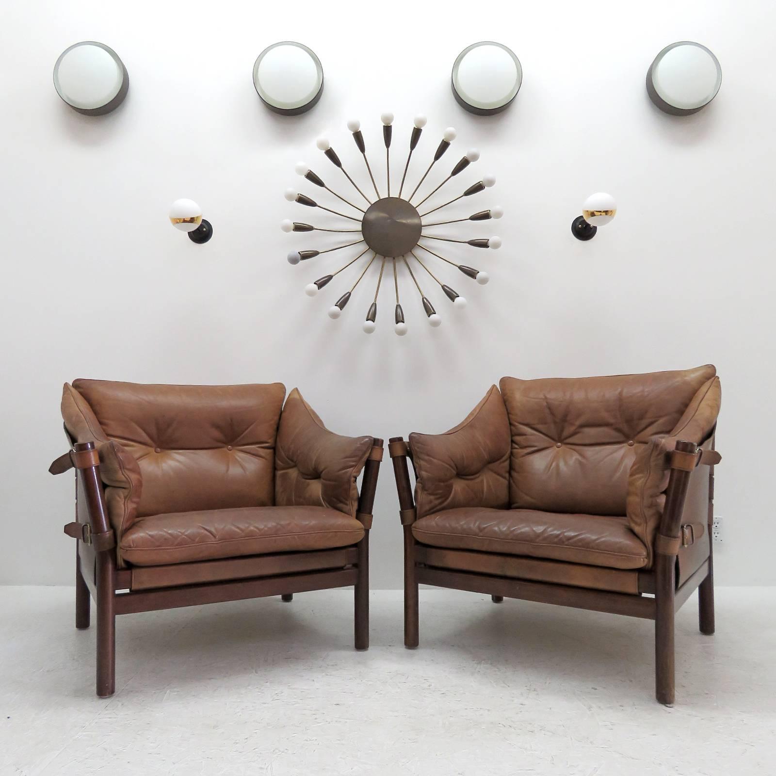Arne Norell Leather Lounge Chairs Model 'Ilona' 4