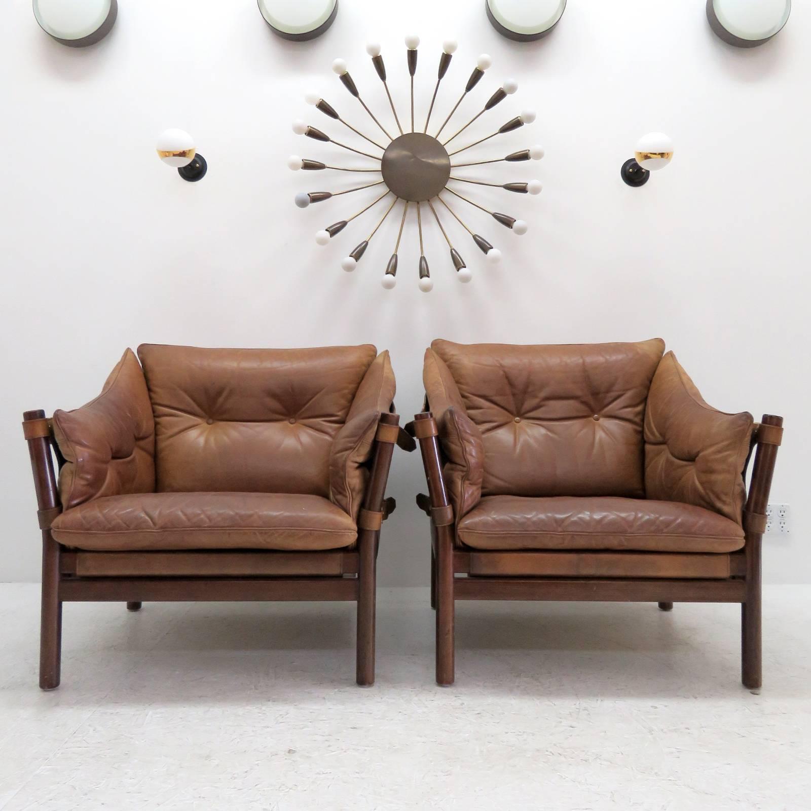 Arne Norell Leather Lounge Chairs Model 'Ilona' 5