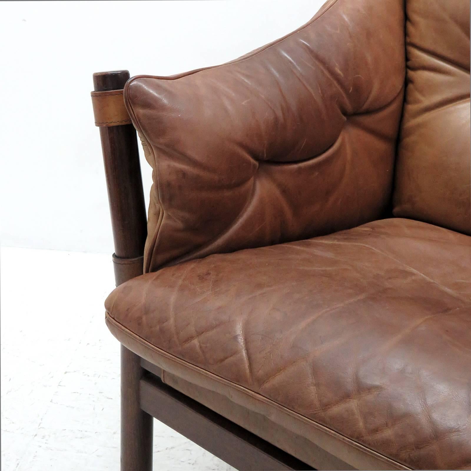 Arne Norell Leather Lounge Chairs Model 'Ilona' 1