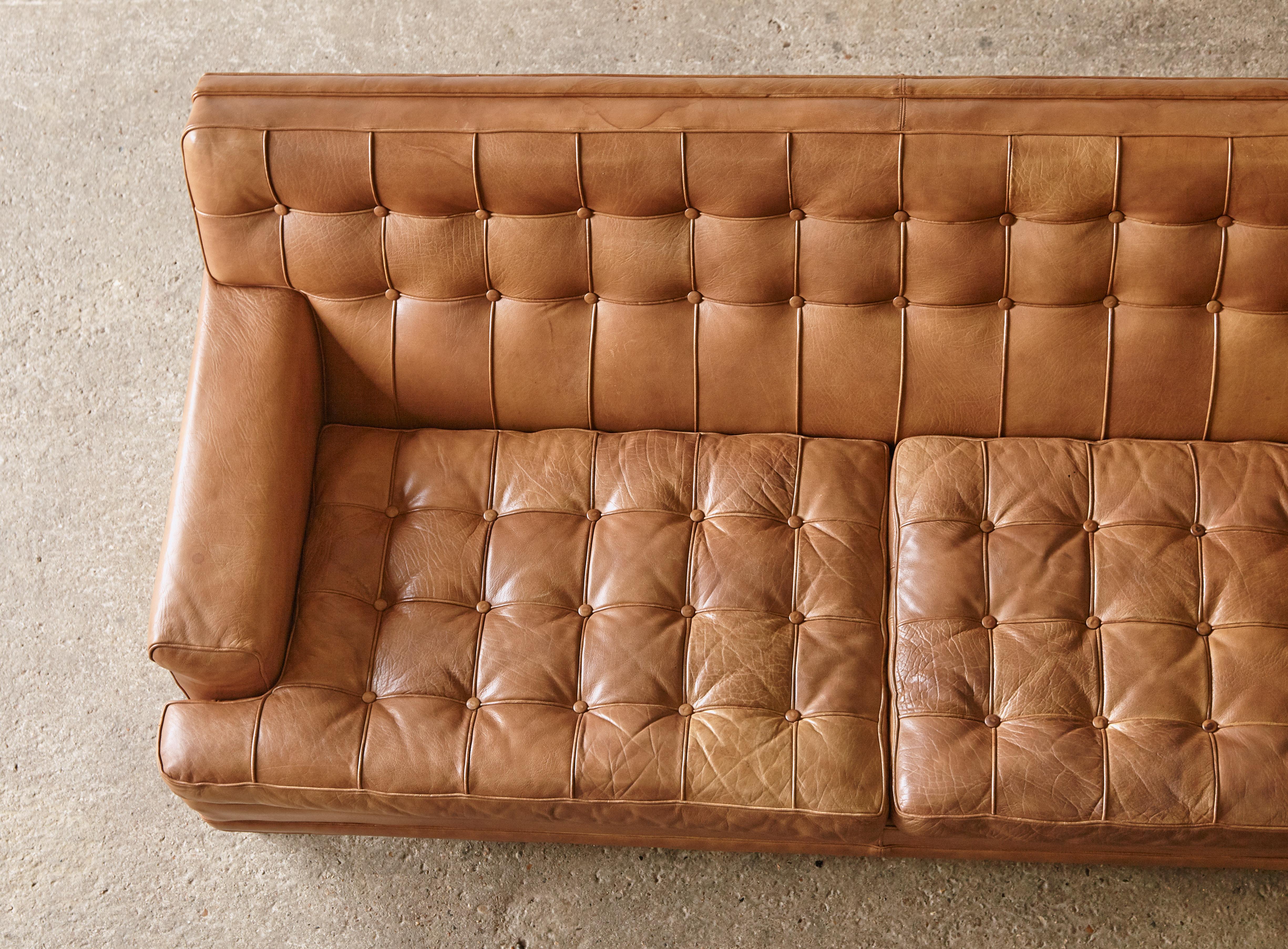 Arne Norell Leather Merkur / Mexico Sofa, Sweden, Norell Mobel, 1970s 9