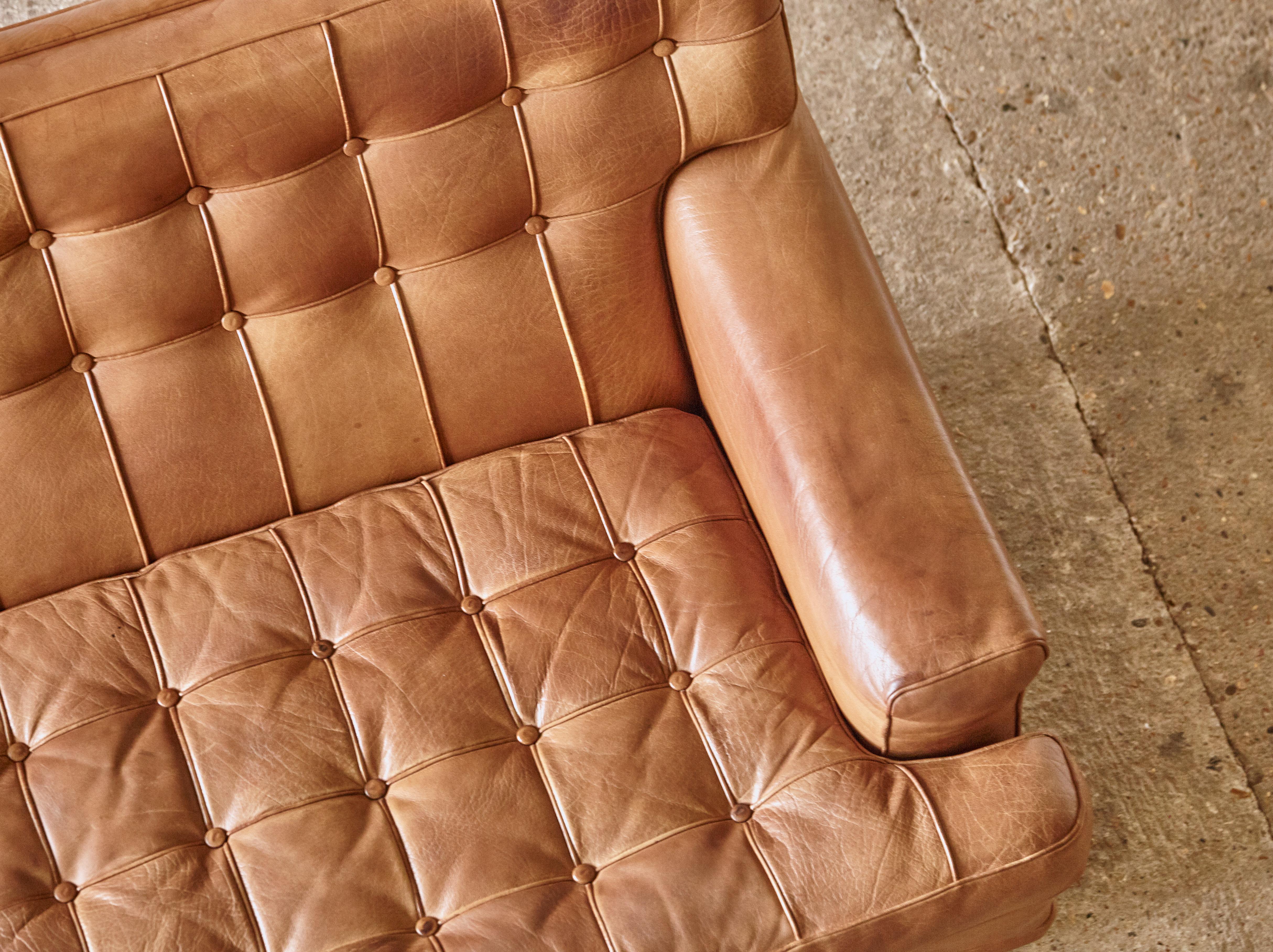 Arne Norell Leather Merkur / Mexico Sofa, Sweden, Norell Mobel, 1970s 12