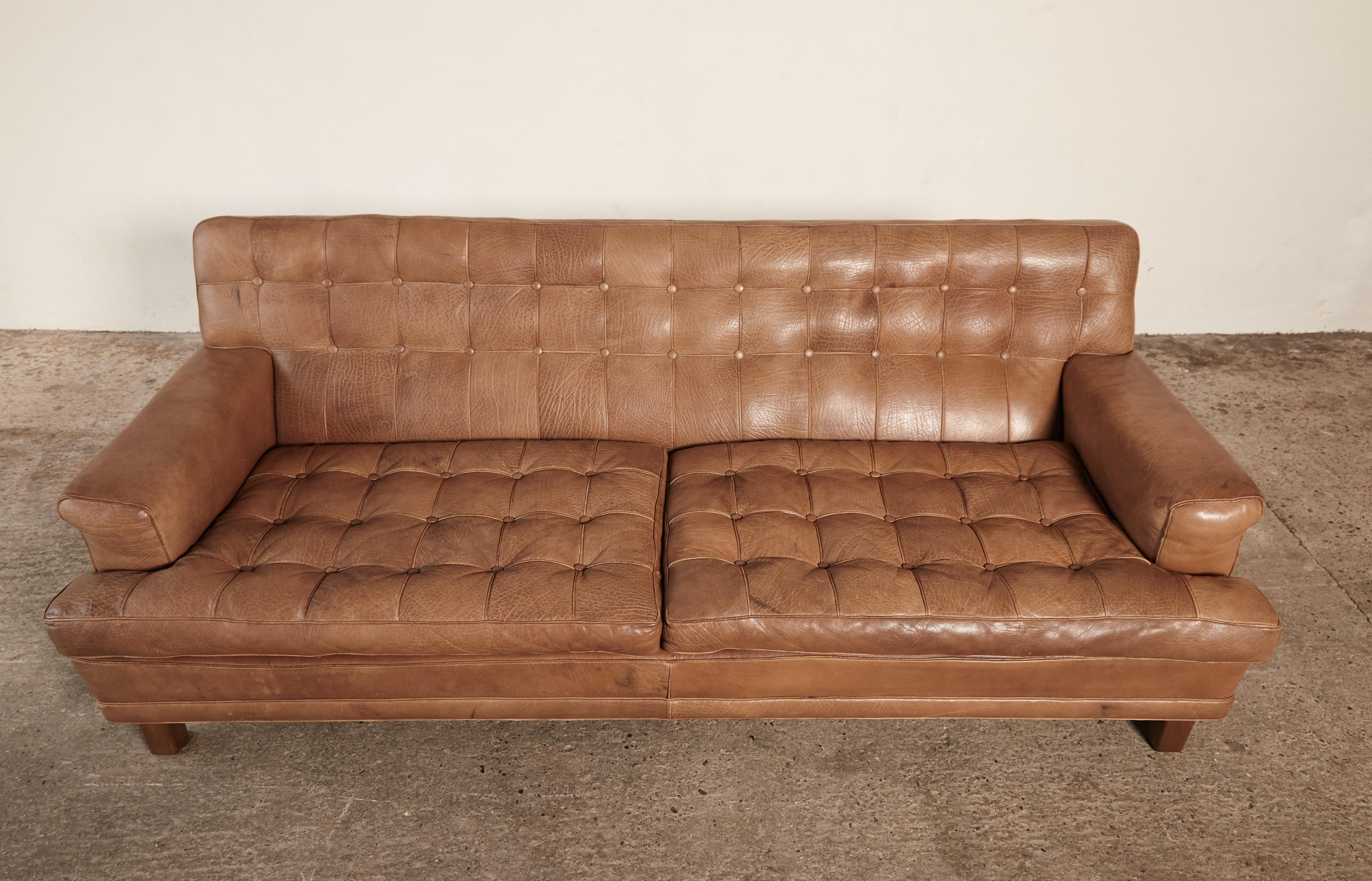 Swedish Arne Norell Leather Merkur / Mexico Sofa, Sweden, Norell Mobel, 1970s