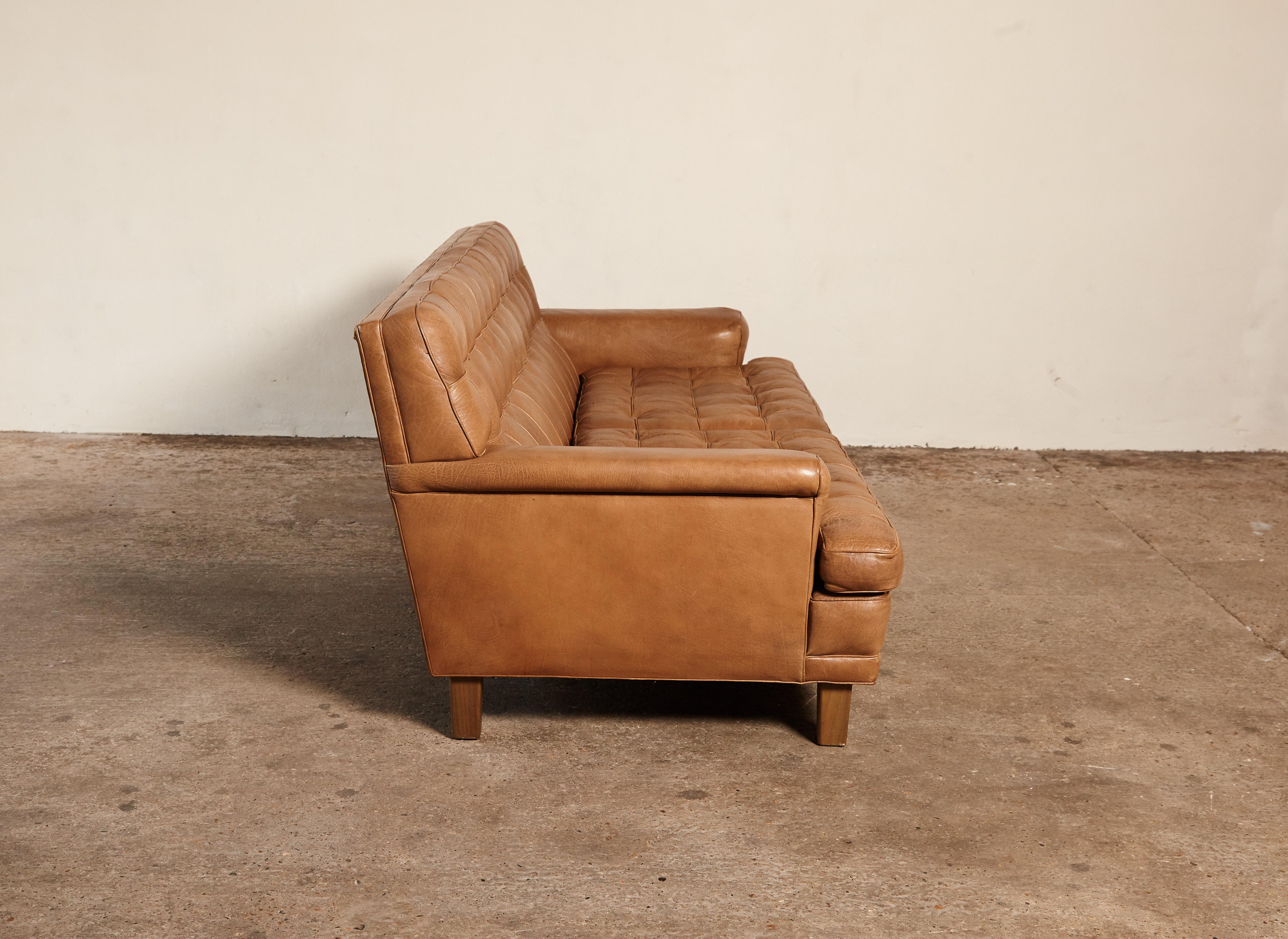 Arne Norell Leather Merkur / Mexico Sofa, Sweden, Norell Mobel, 1970s 1