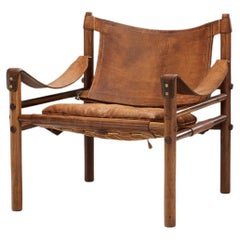 Vintage Arne Norell Leather "Sirocco" Safari Chair for Norell Möbel AB, Sweden 1964