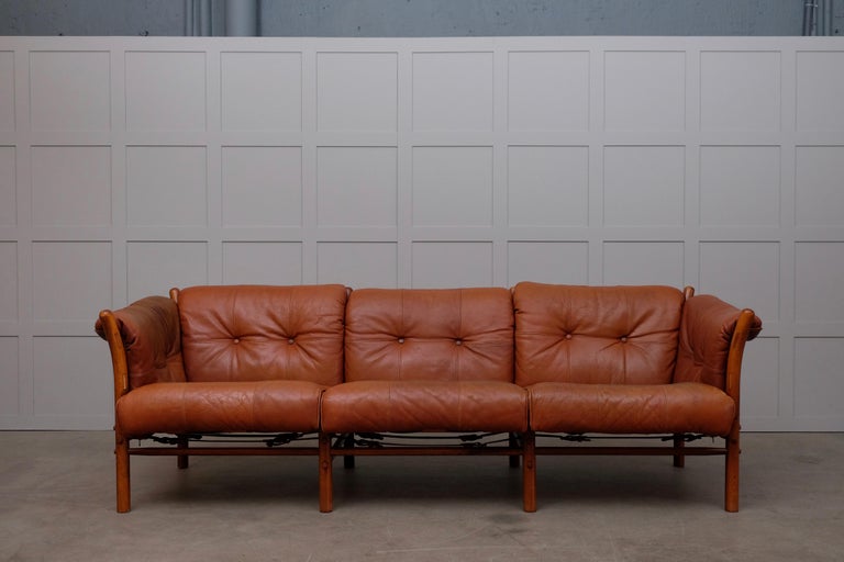 Arne Norell Leather Sofa, Model Indra, 1960s For Sale 1