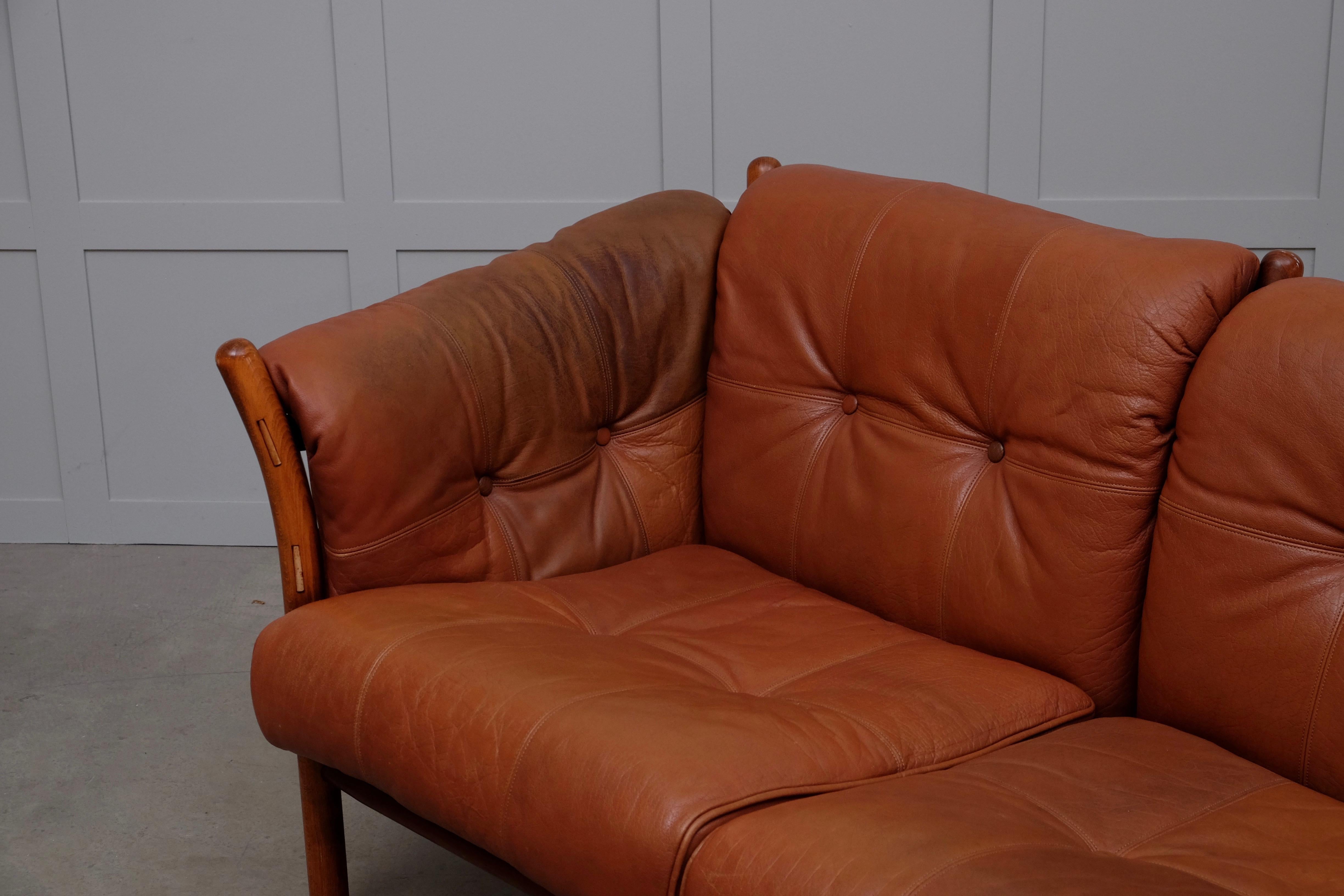 Arne Norell Leather Sofa, Model Indra, 1960s For Sale 2