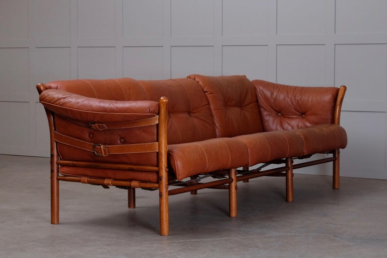 Mid-20th Century Arne Norell Leather Sofa, Model Indra, 1960s For Sale