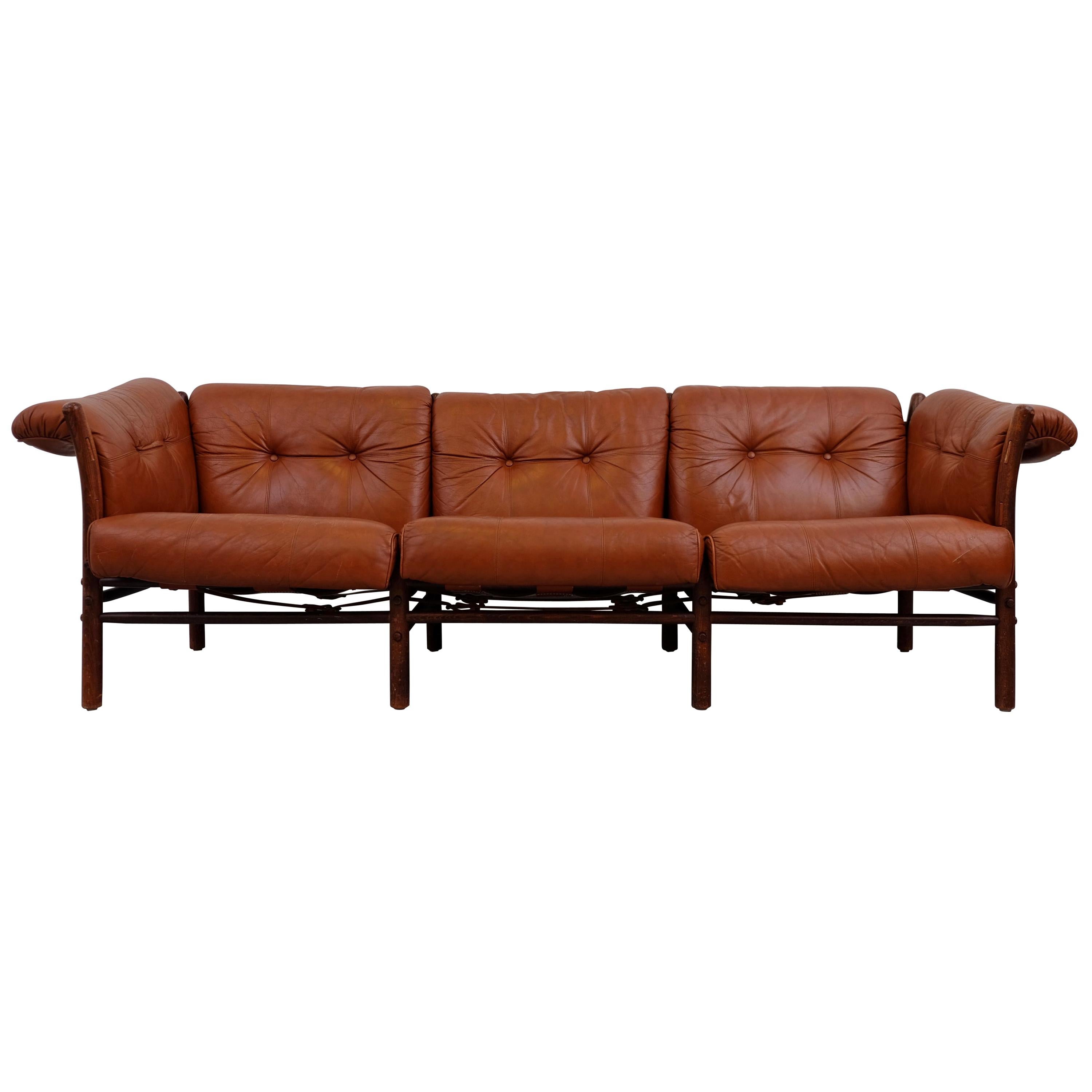 Arne Norell Leather Sofa, Model Indra, 1960s