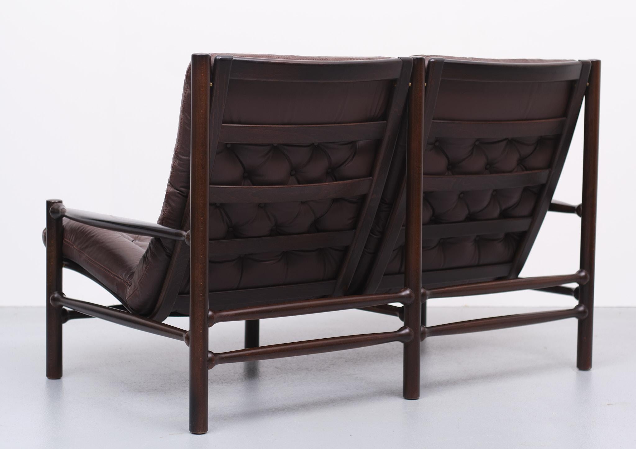 Arne Norell Leather Two Seater Sofa for Coja 1970s 4
