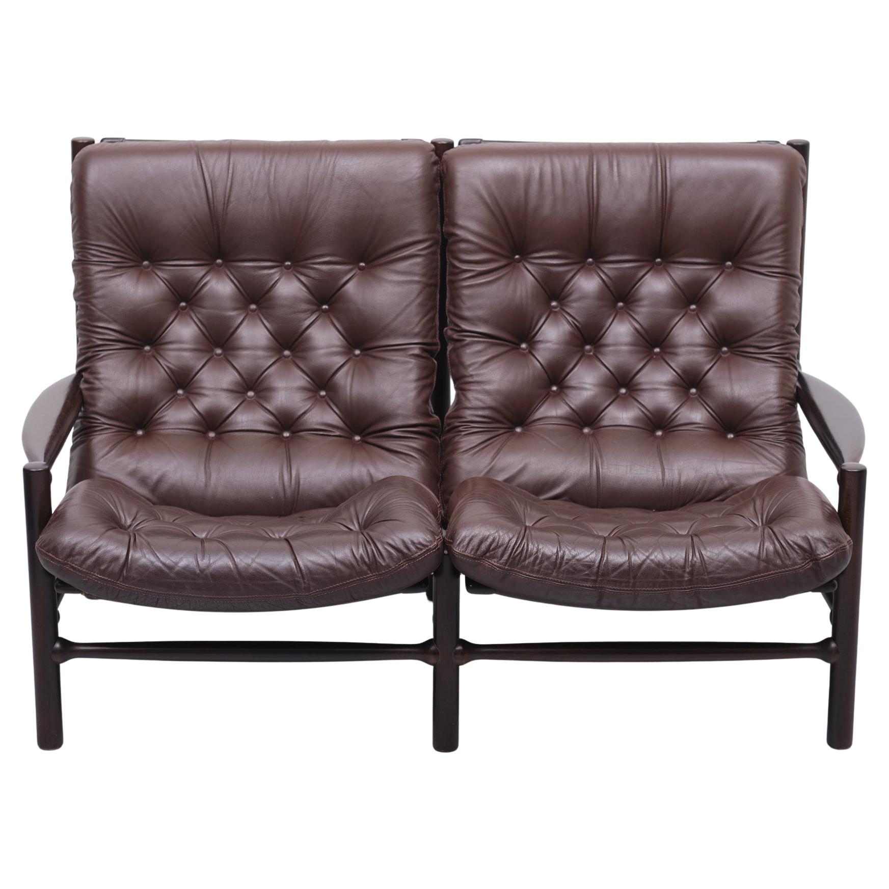 Late 20th Century Arne Norell Leather Two Seater Sofa for Coja 1970s