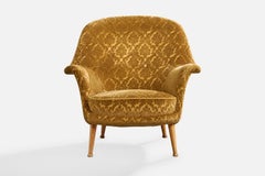 Arne Norell, Lounge Chair, Fabric, Birch, Sweden, 1960s