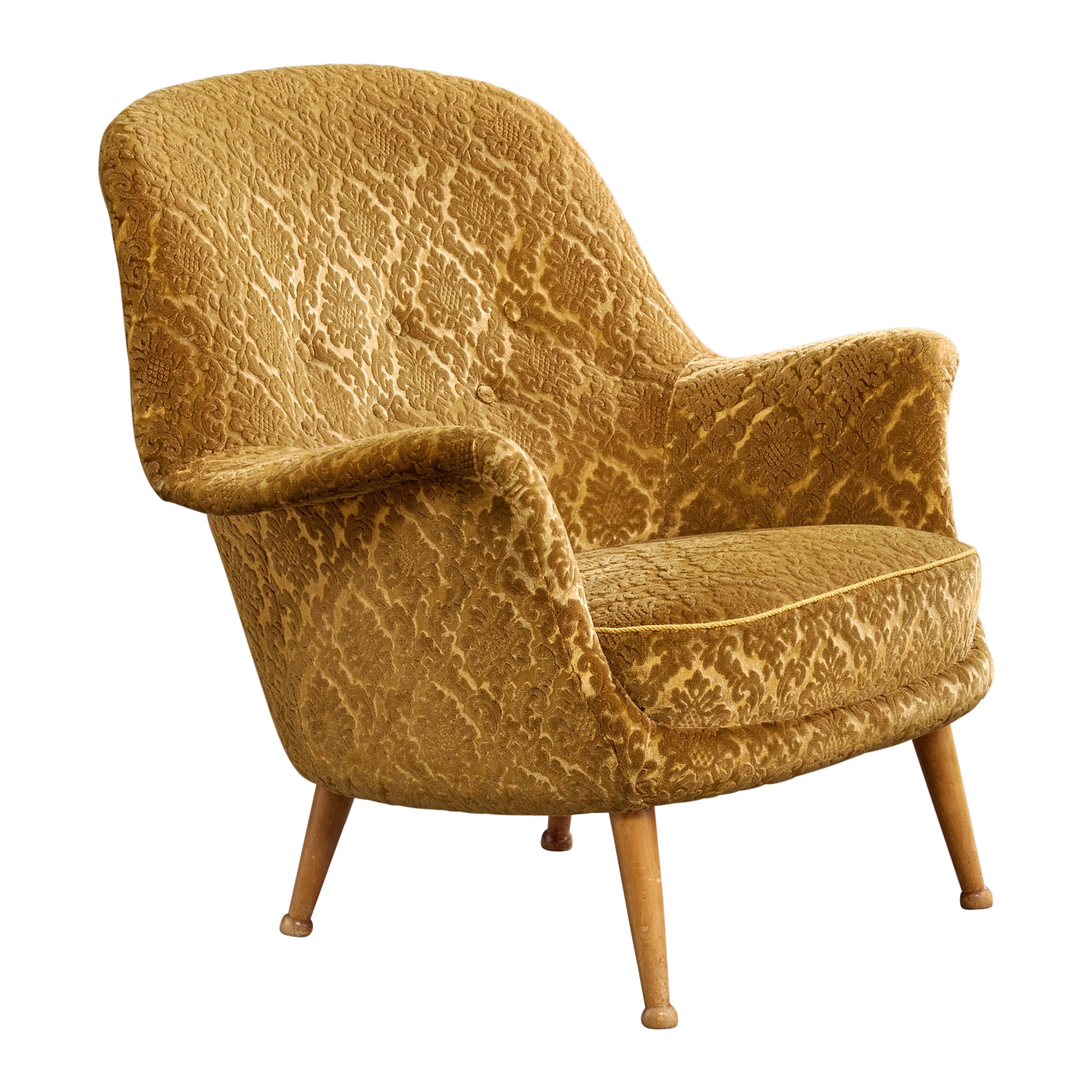 Arne Norell, Lounge Chair, Fabric, Birch, Sweden, 1960s
