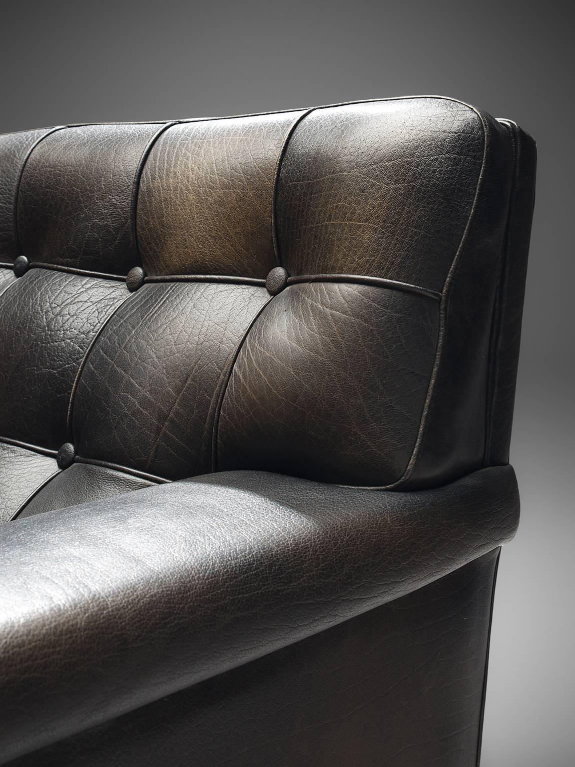 Arne Norell Lounge Chair in Black Patinated Leather 2