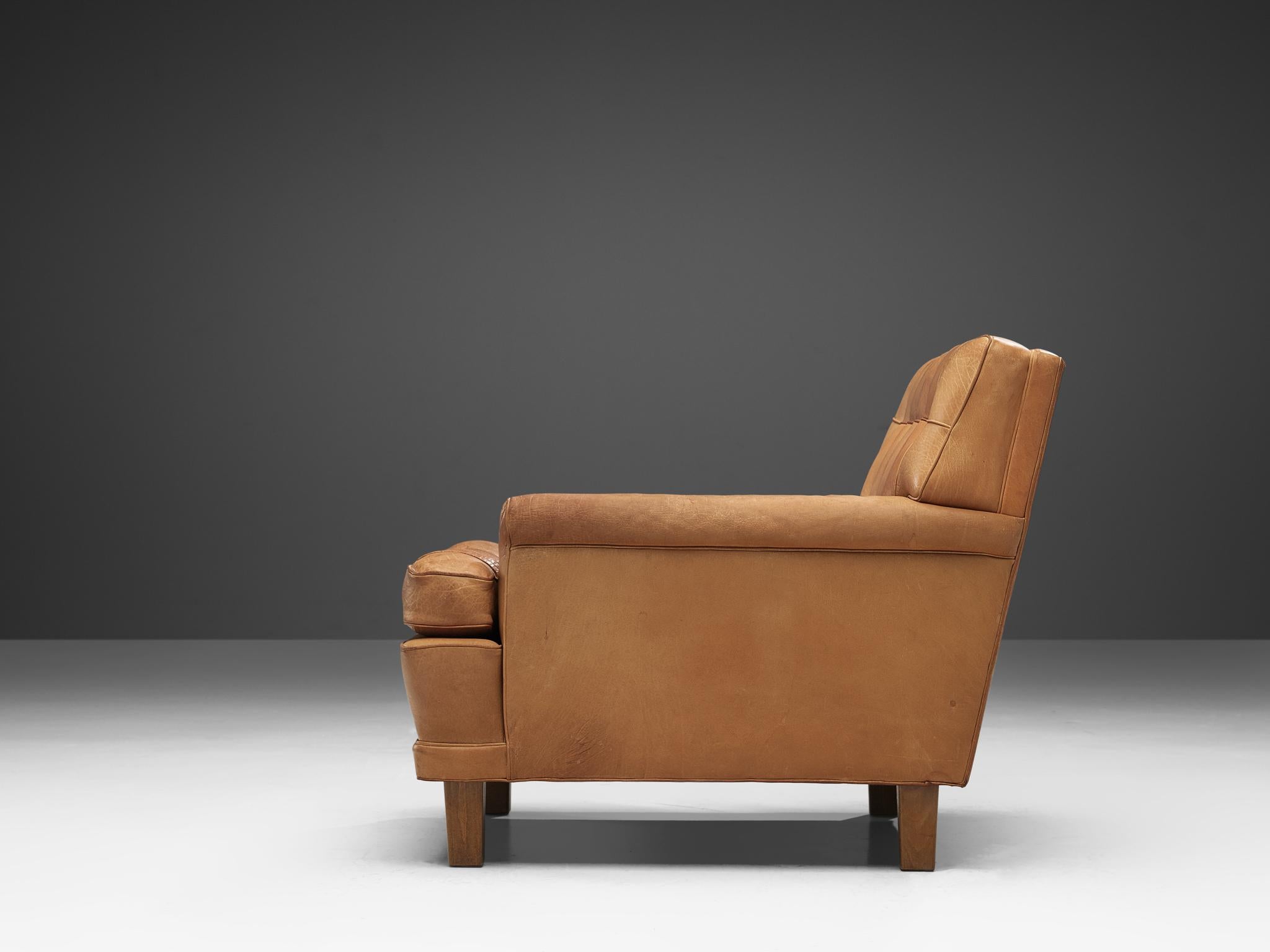 Swedish Arne Norell Lounge Chair in Cognac Leather
