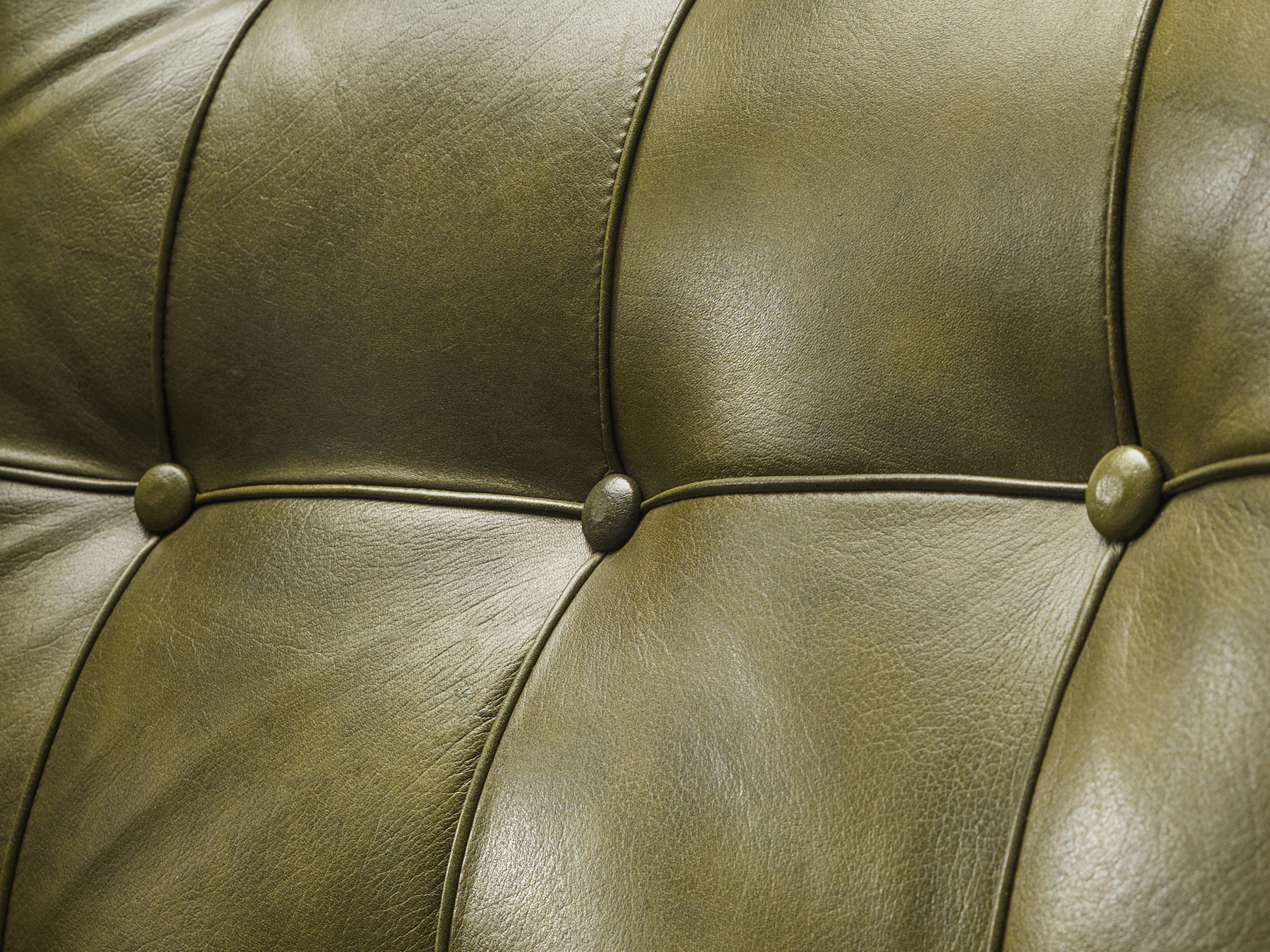 Scandinavian Modern Arne Norell Lounge Chair in Patinated Green Leather