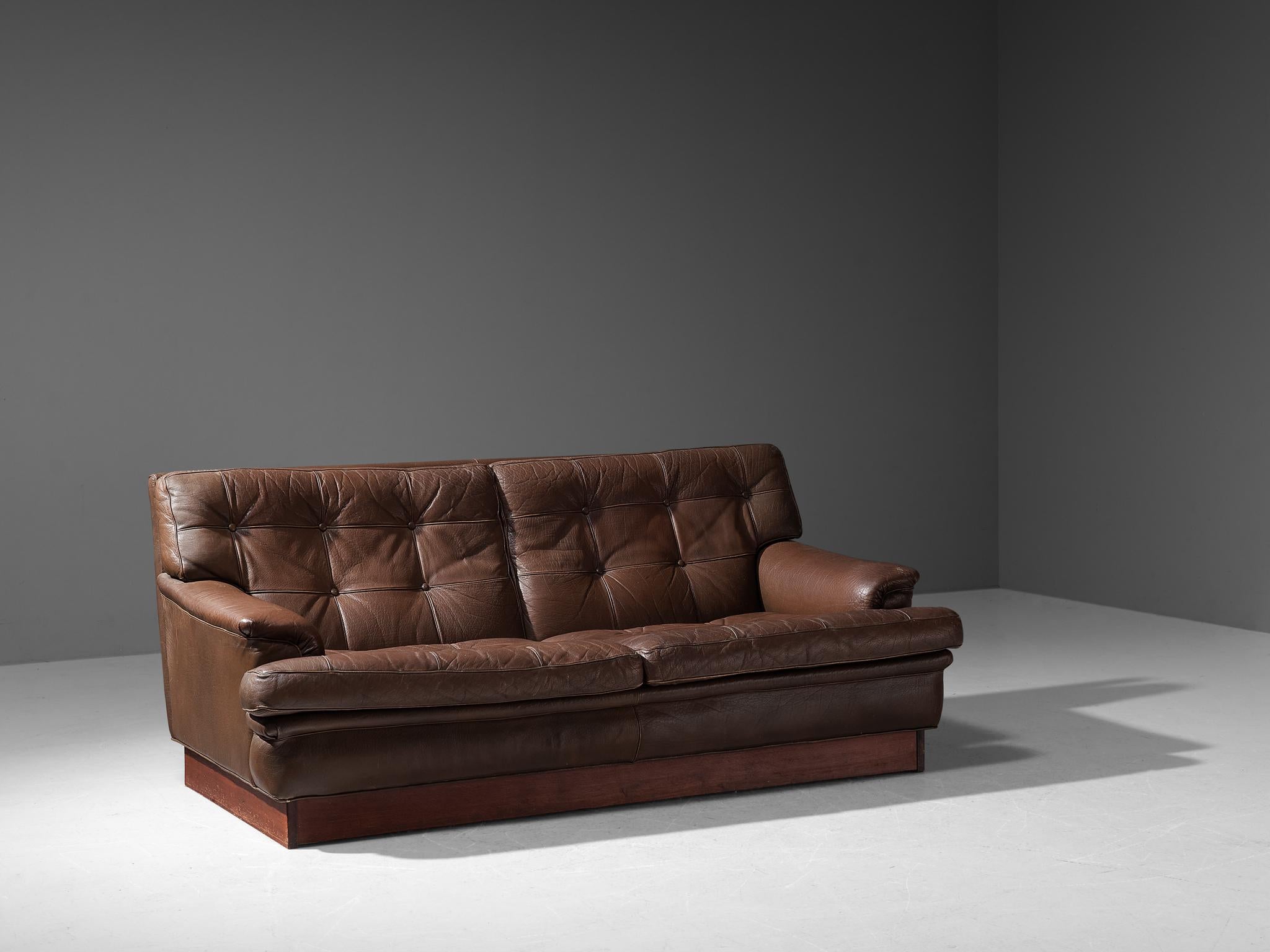 Scandinavian Modern Arne Norell ‘Merkur’ Lounge Chair in Brown Leather For Sale