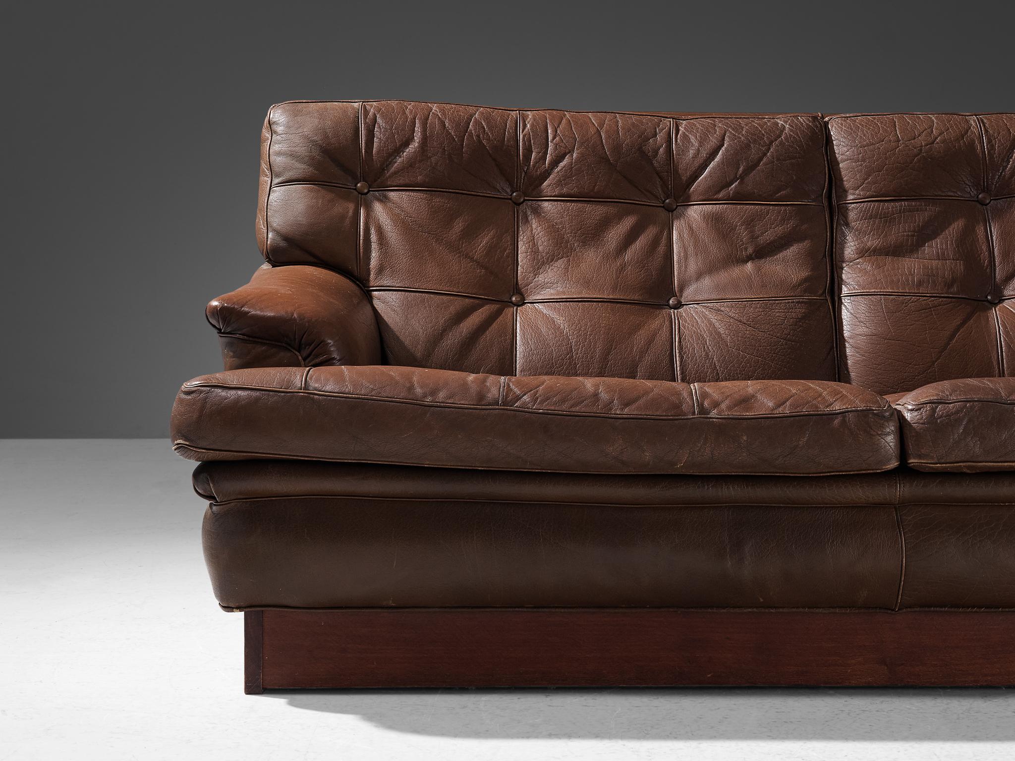 Swedish Arne Norell ‘Merkur’ Lounge Chair in Brown Leather For Sale