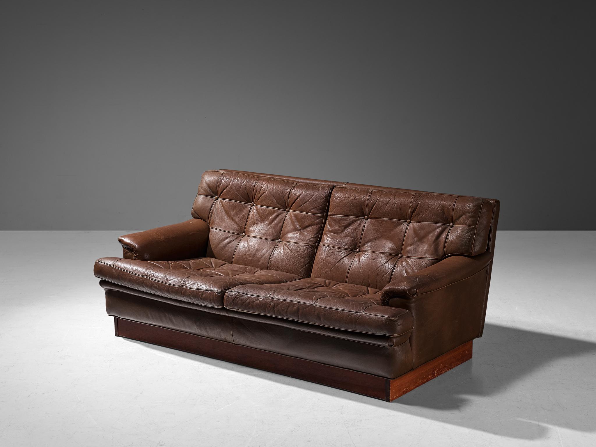 Arne Norell ‘Merkur’ Lounge Chair in Brown Leather In Good Condition For Sale In Waalwijk, NL