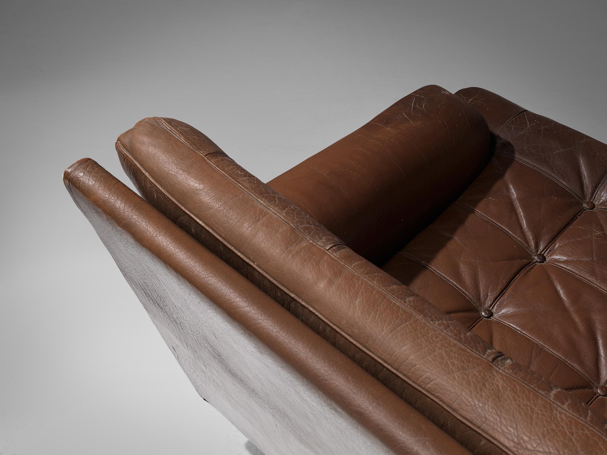 Arne Norell ‘Merkur’ Lounge Chair in Brown Leather For Sale 2