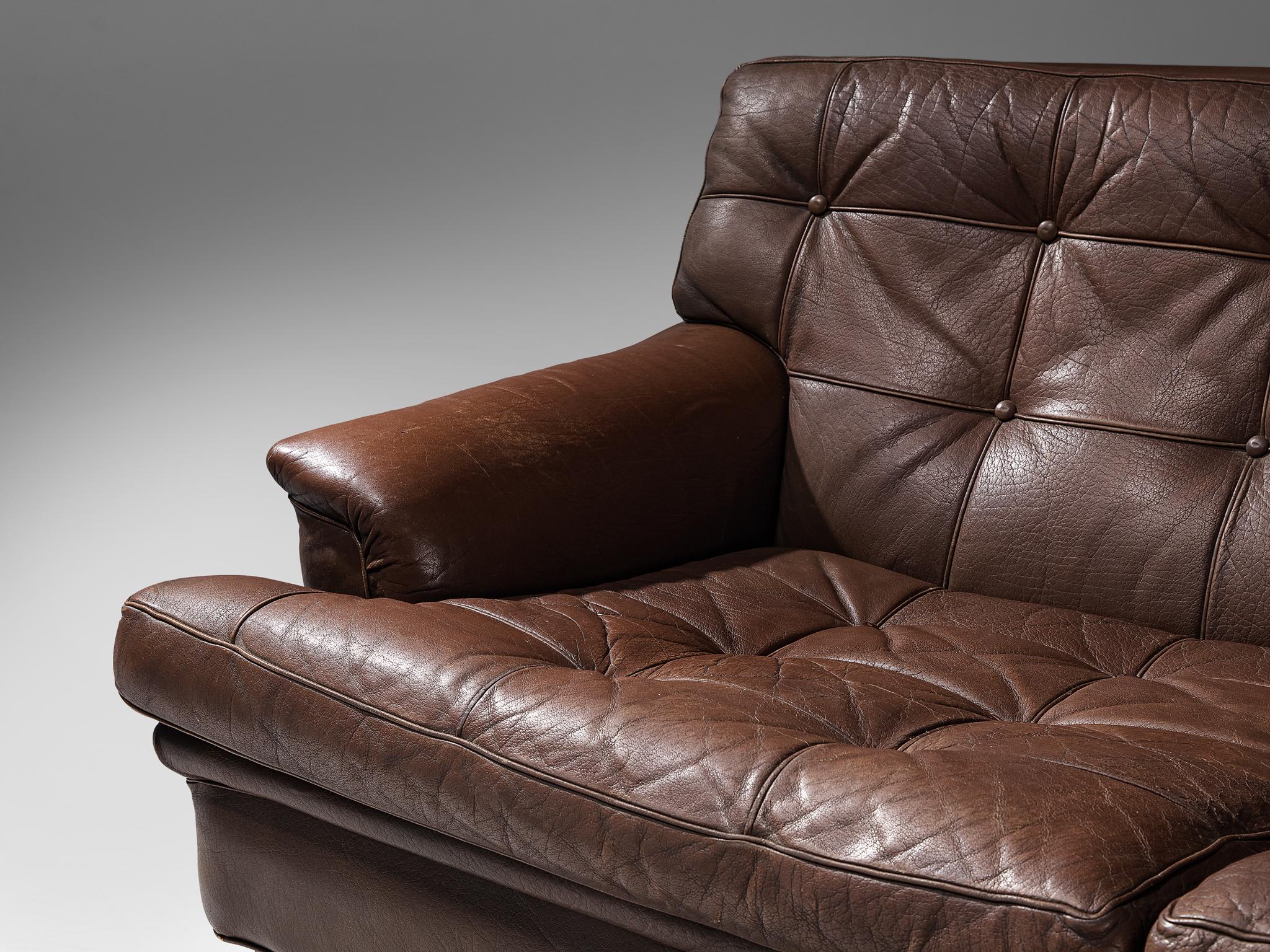 Arne Norell ‘Merkur’ Lounge Chair in Brown Leather For Sale 3