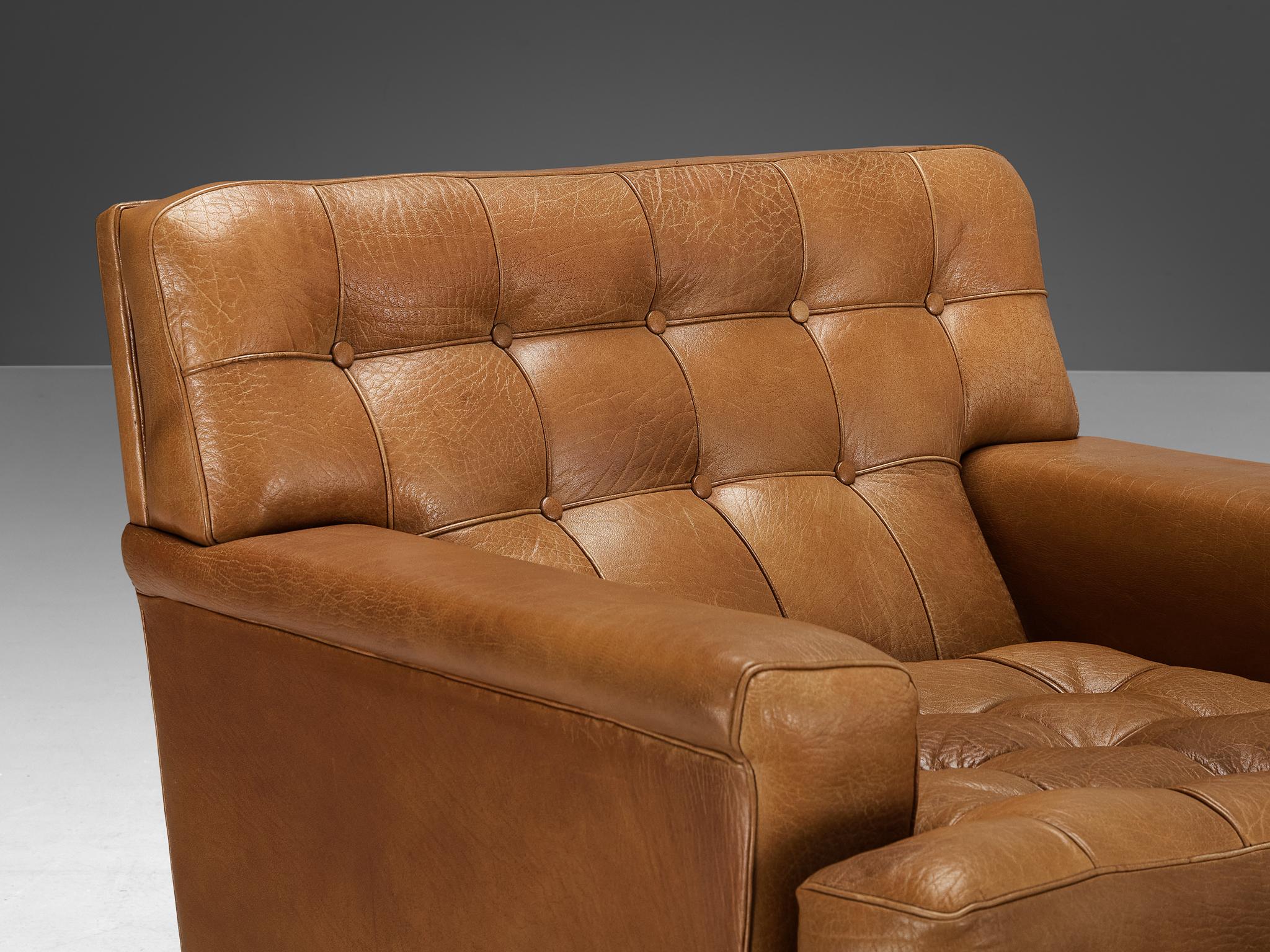 Scandinavian Modern Arne Norell 'Merkur' Lounge Chair in Cognac Leather and Mahogany  For Sale