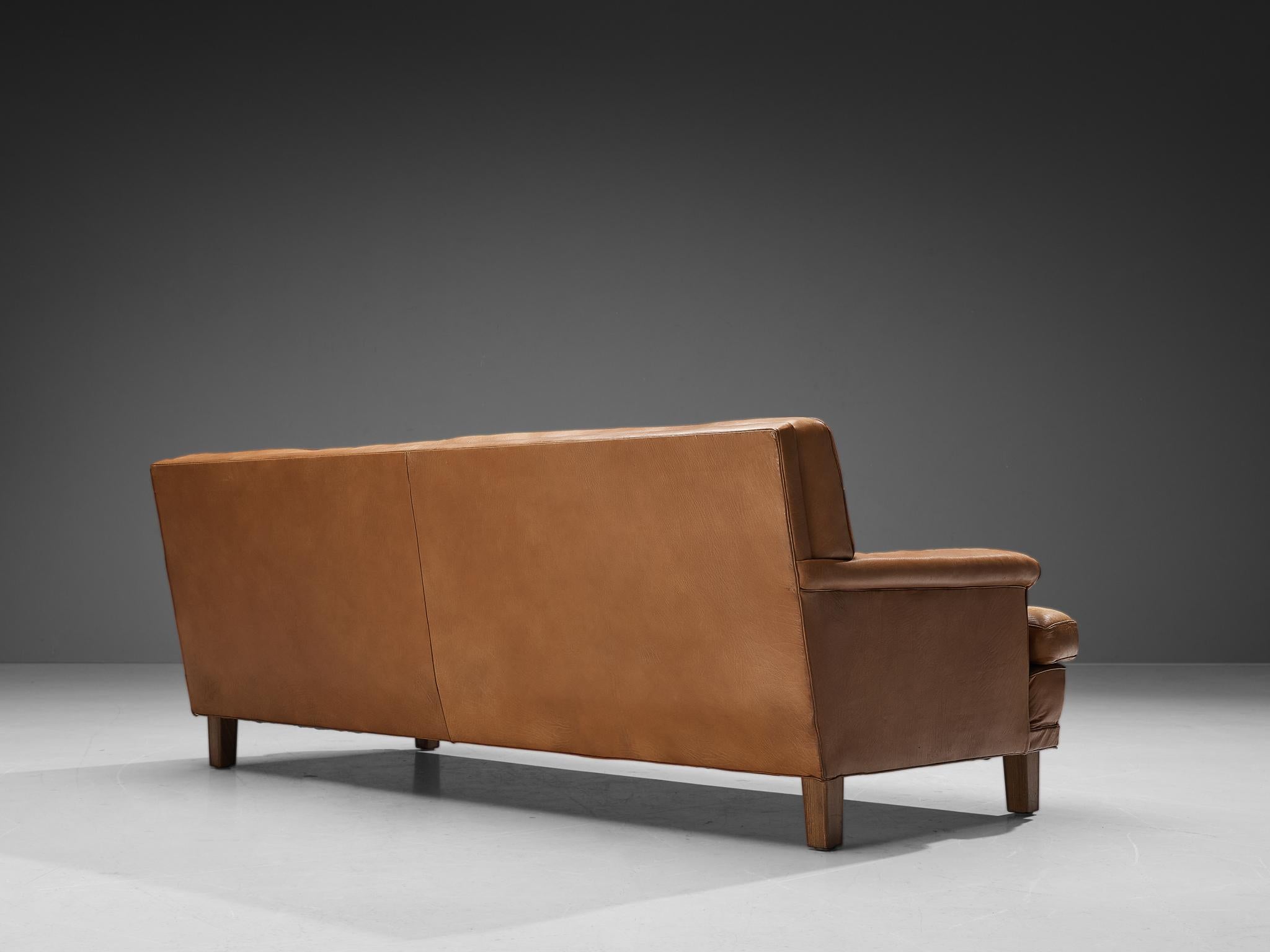 Arne Norell 'Merkur' Sofa in Cognac Leather  In Good Condition In Waalwijk, NL