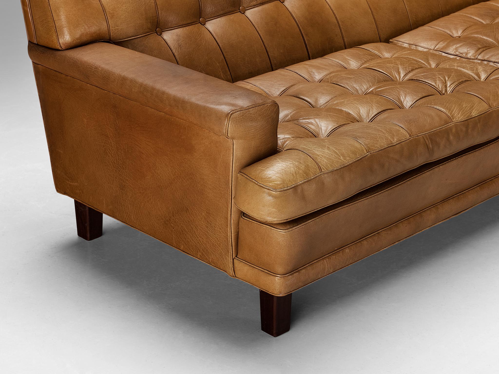 Arne Norell 'Merkur' Sofa in Cognac Leather  In Good Condition For Sale In Waalwijk, NL