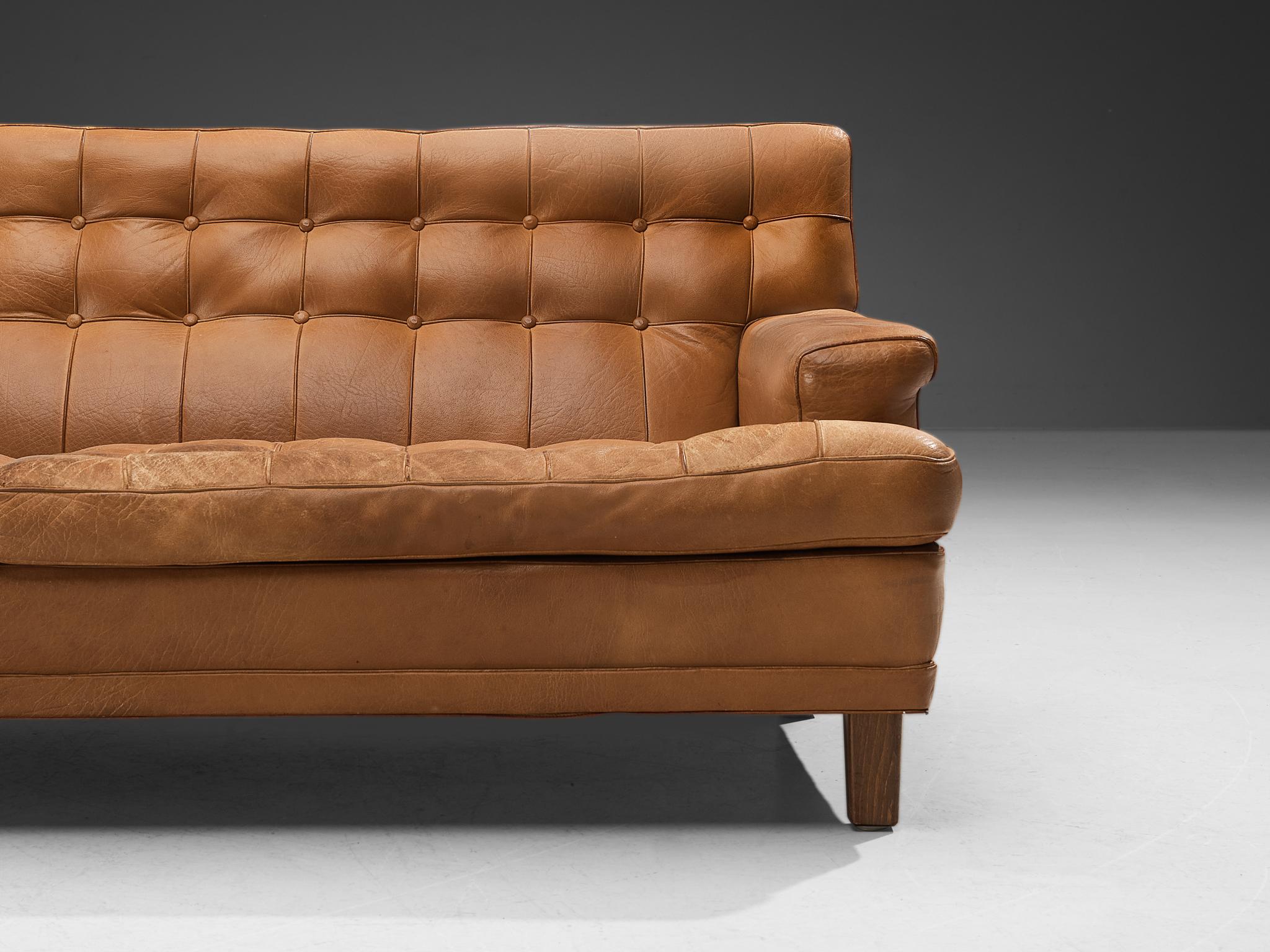 Mid-20th Century Arne Norell 'Merkur' Sofa in Cognac Leather 