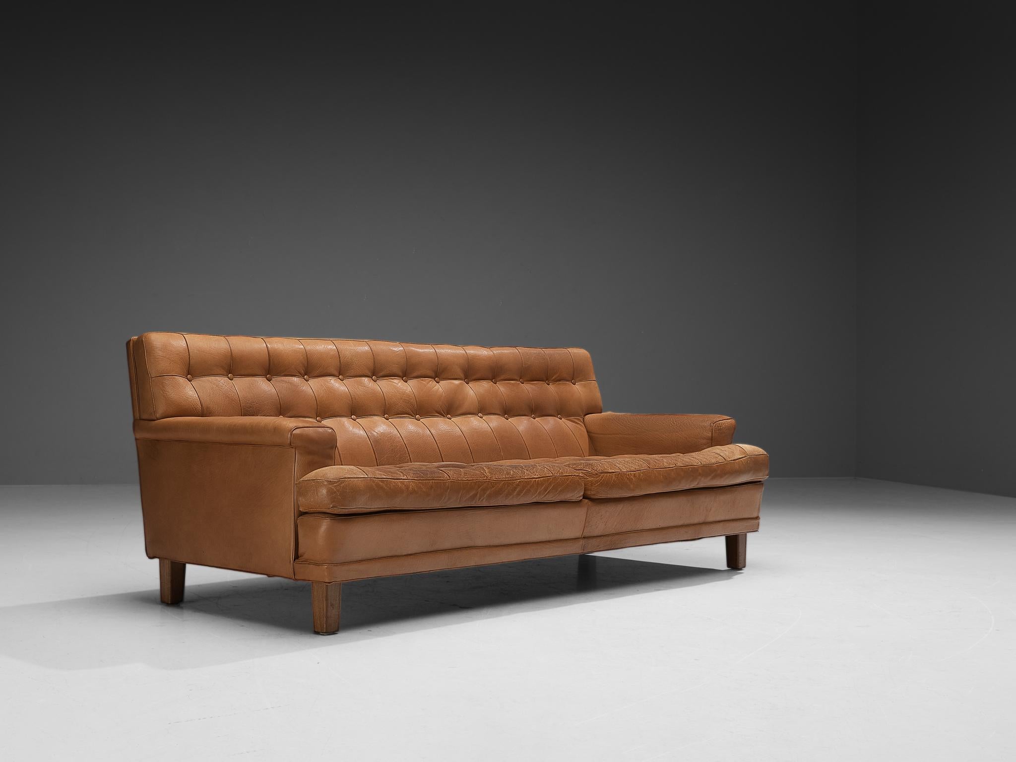Arne Norell 'Merkur' Sofa in Cognac Leather  1