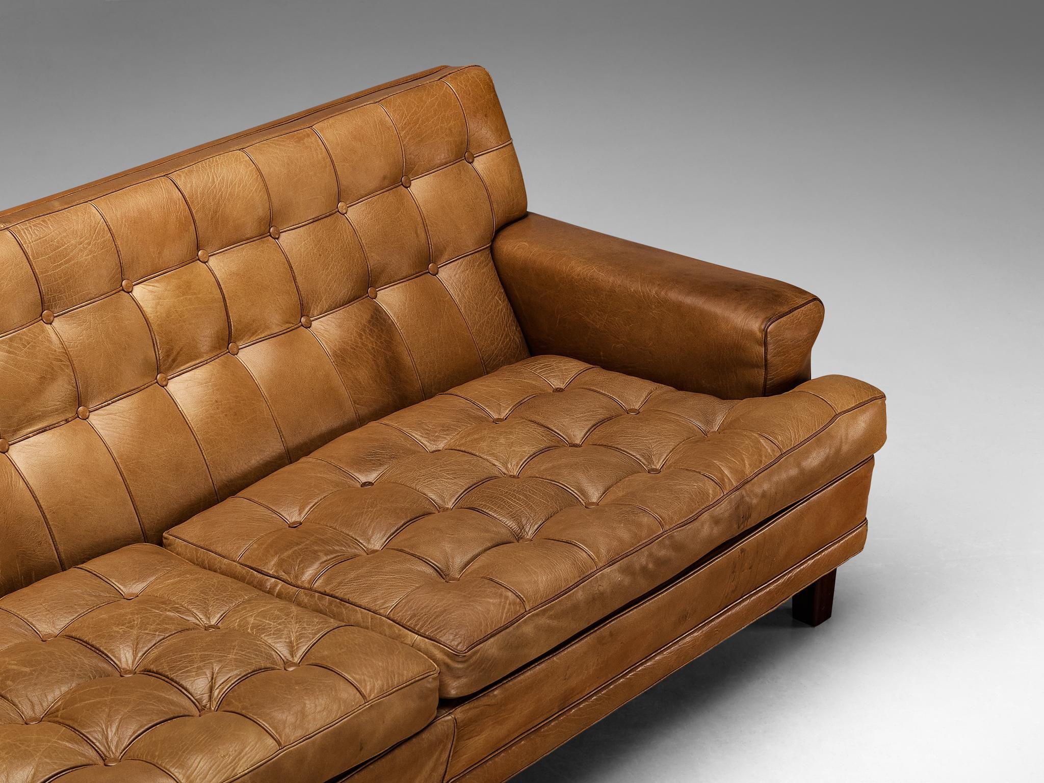 Arne Norell 'Merkur' Sofa in Cognac Leather  For Sale 1