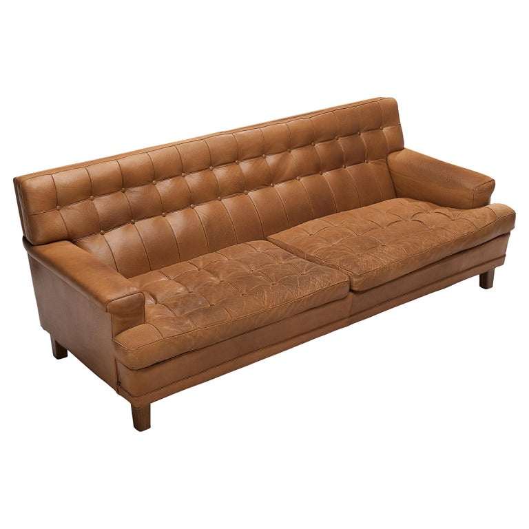 Arne Norell 'Merkur' Sofa in Cognac Leather  For Sale