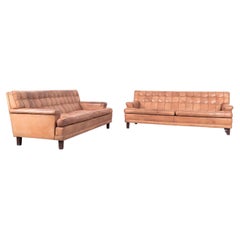 Arne Norell Merkur Sofas (Pair)  Cognac Leather, Christmas Sweden