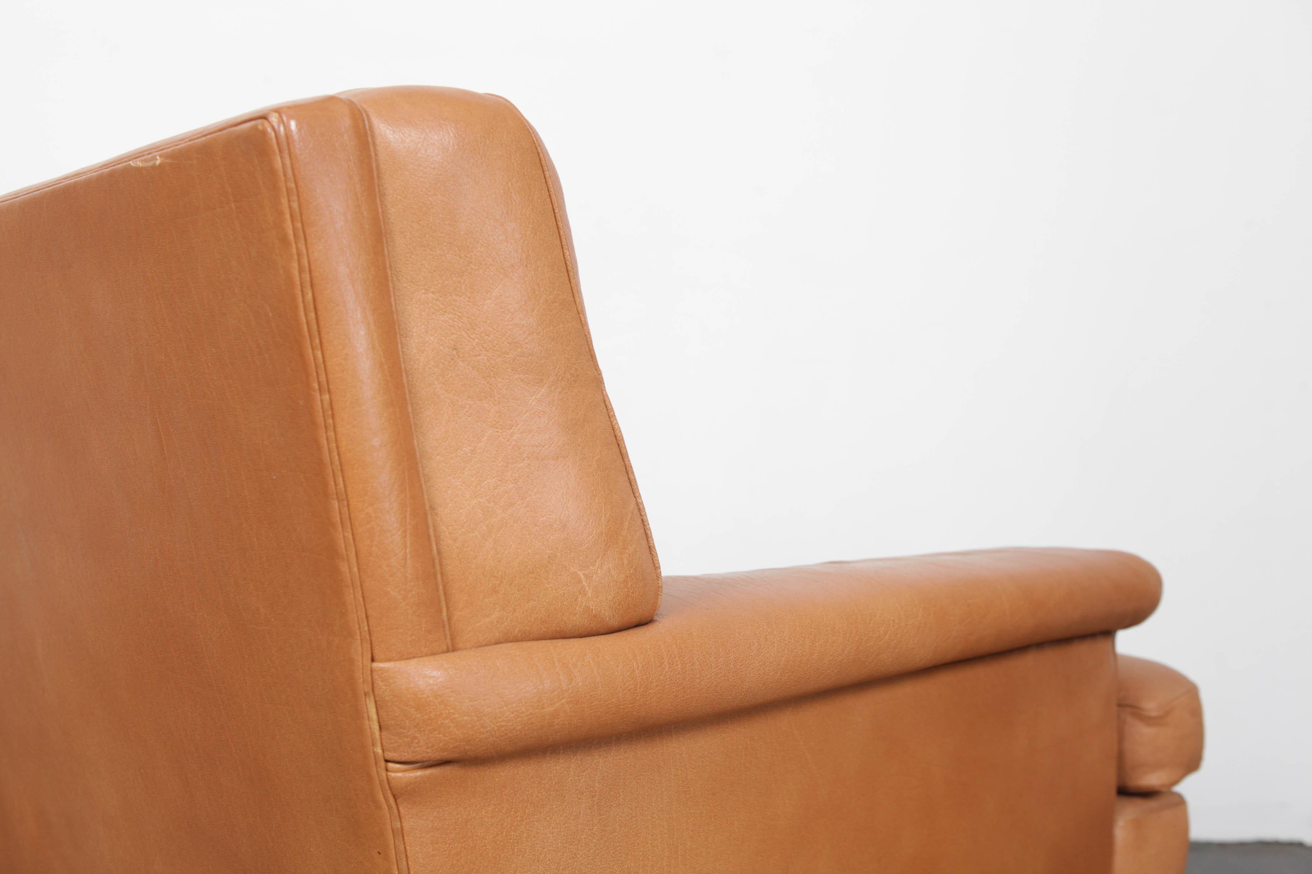Arne Norell Merkur Tan Leather Tufted Lounge Chair, Sweden, Norell AB 8