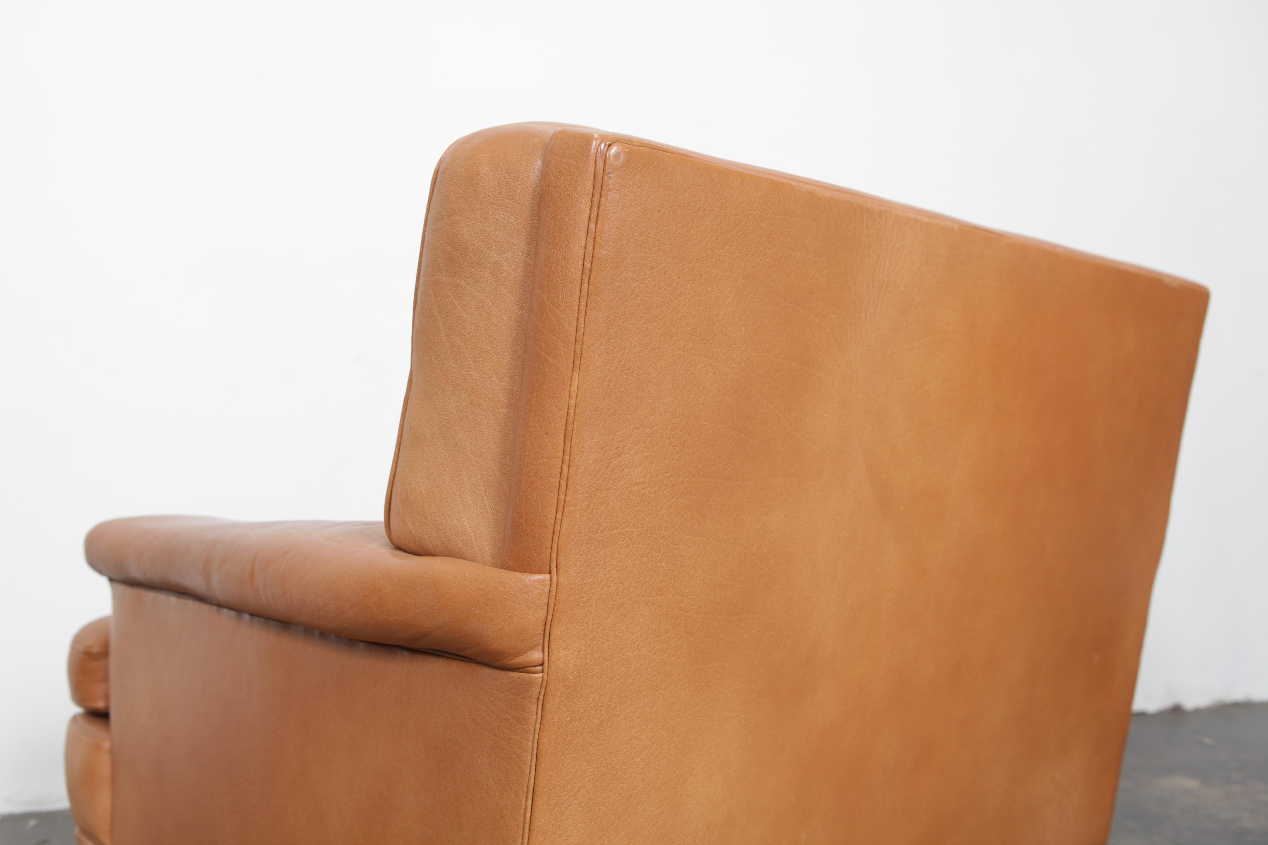 Arne Norell Merkur Tan Leather Tufted Lounge Chair, Sweden, Norell AB 3