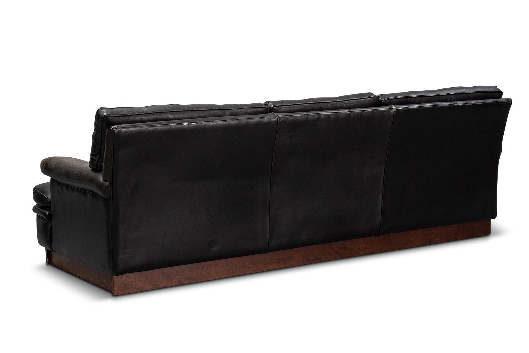 Mid-Century Modern Arne Norell ‘mexico’ Sofa in Black Leather