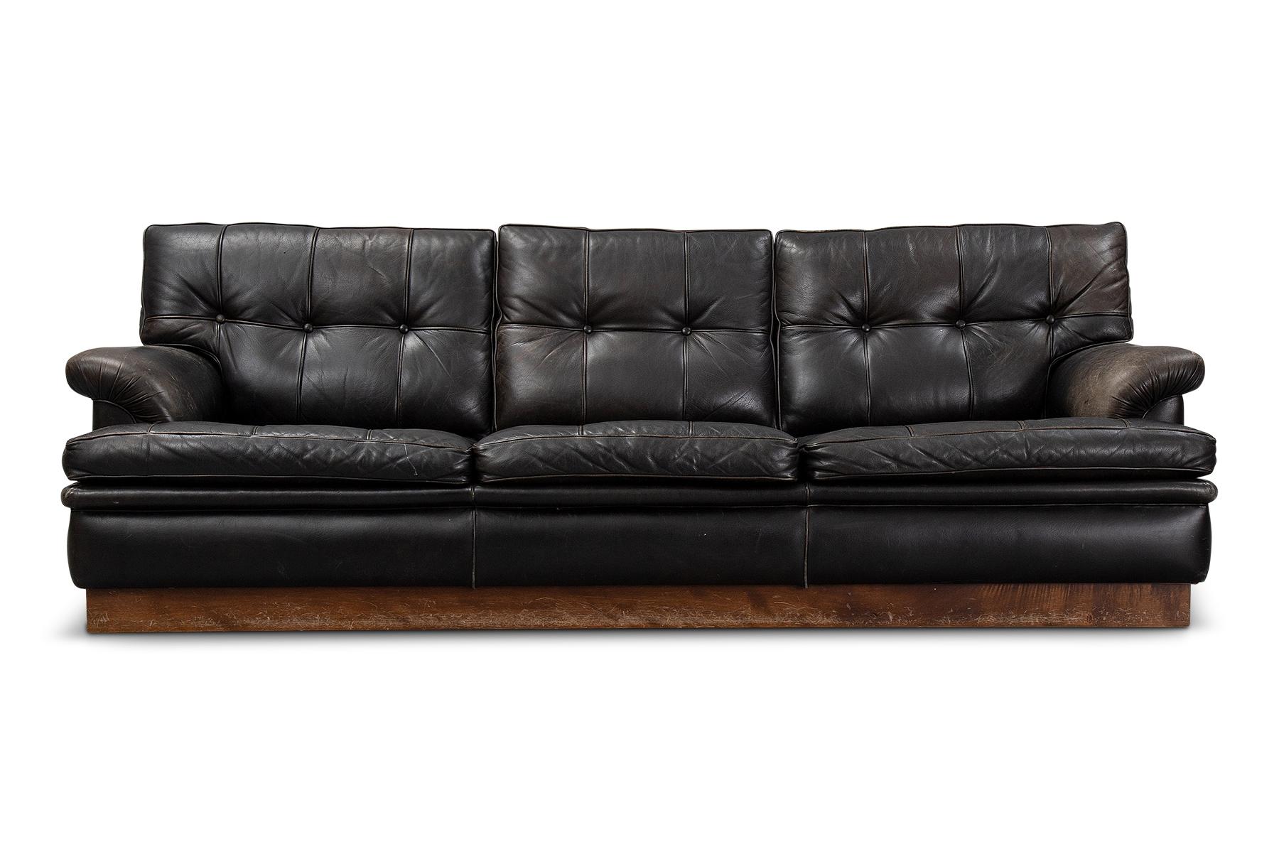 Swedish Arne Norell ‘mexico’ Sofa in Black Leather