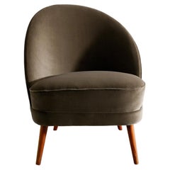 Arne Norell Asymmetrischer Sessel aus Samt aus der Mitte des Jahrhunderts, hergestellt in Schweden 1950er Jahre