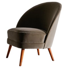 Arne Norell Mid Century Asymmetrical Armchair in Velvet Produced in Sweden 1950s
