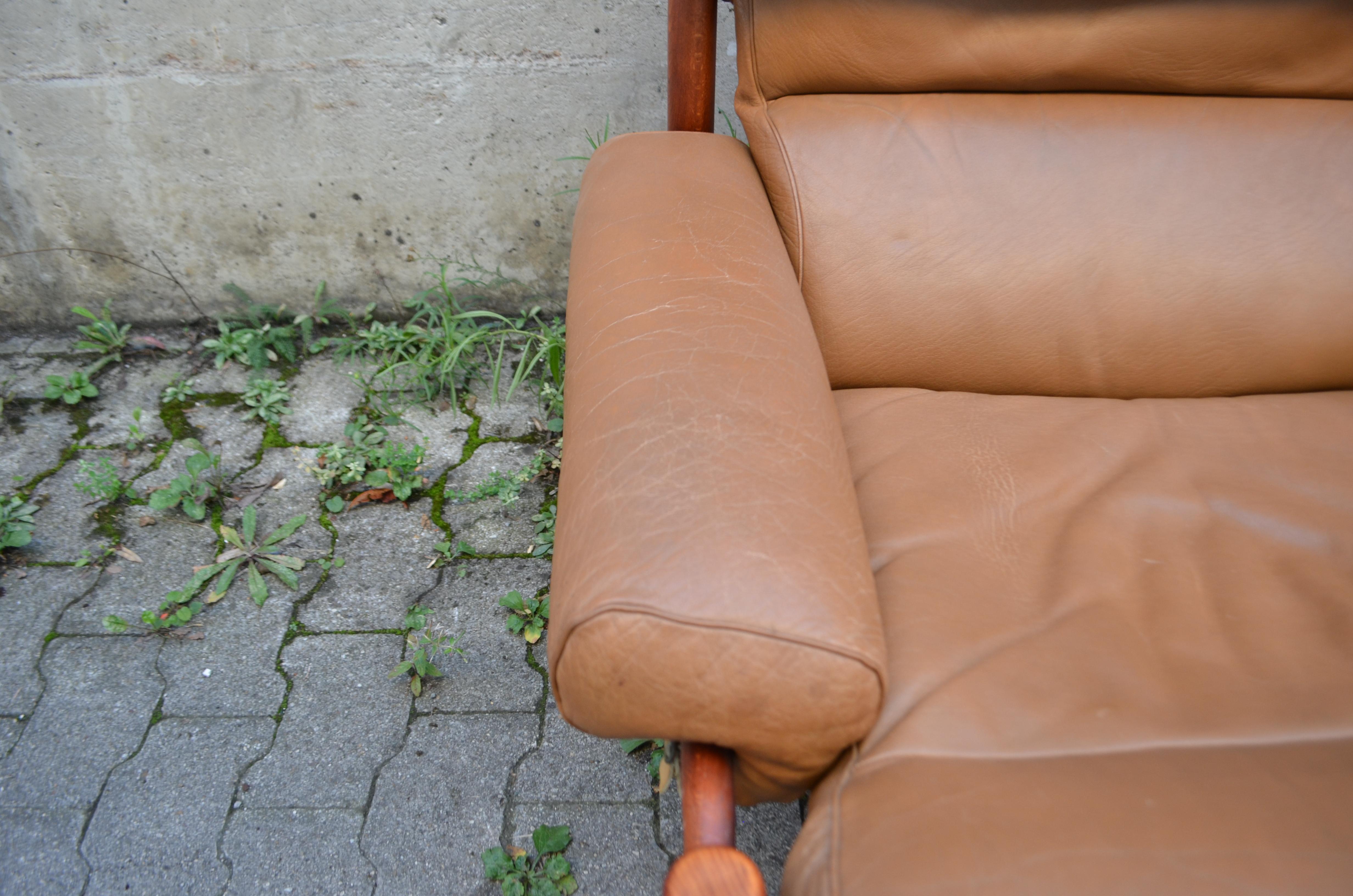 Chaise longue Inca Caramel Leather modèle Arne Norell  en vente 2