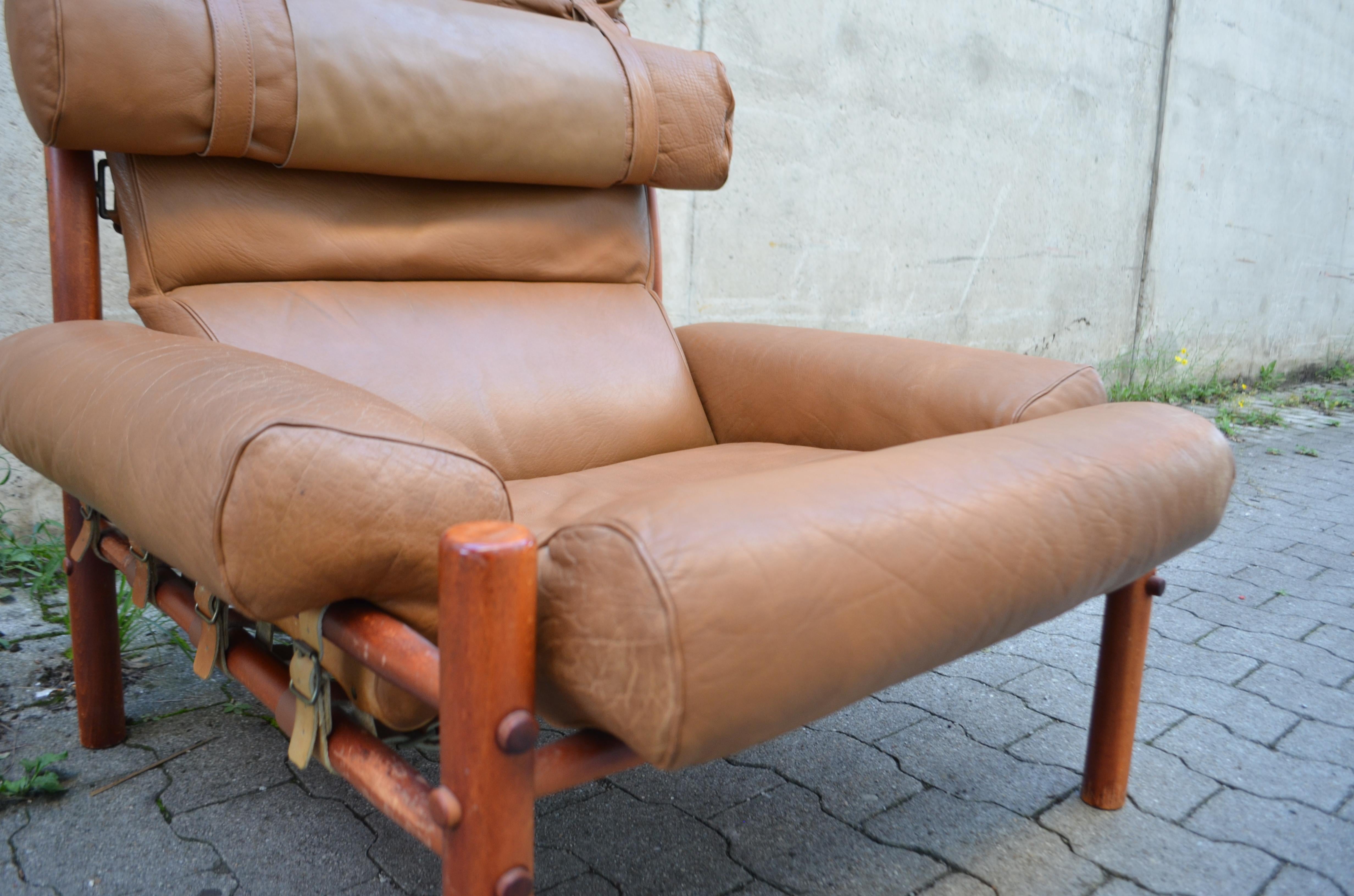 Chaise longue Inca Caramel Leather modèle Arne Norell  en vente 3