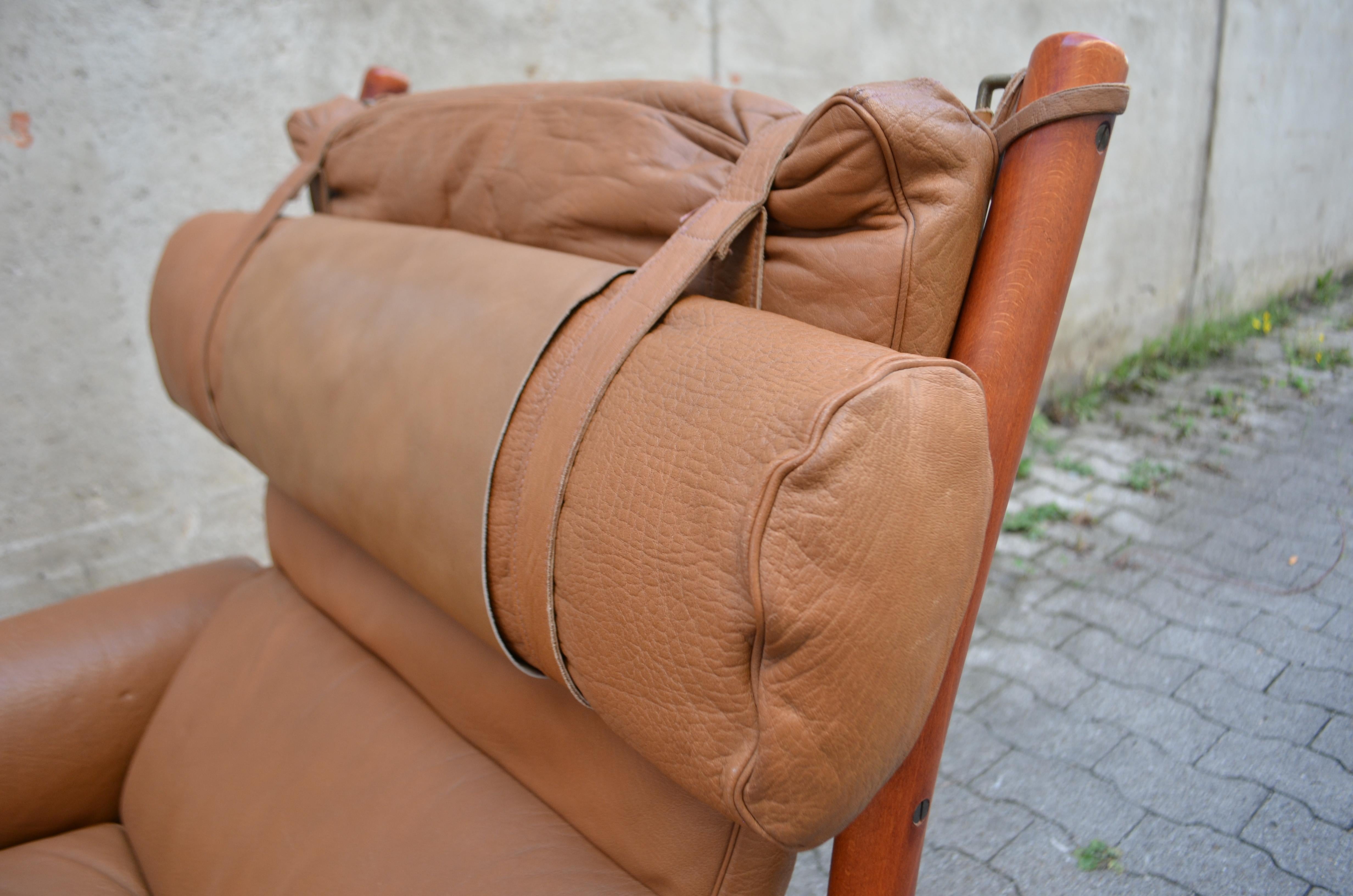 Chaise longue Inca Caramel Leather modèle Arne Norell  en vente 8
