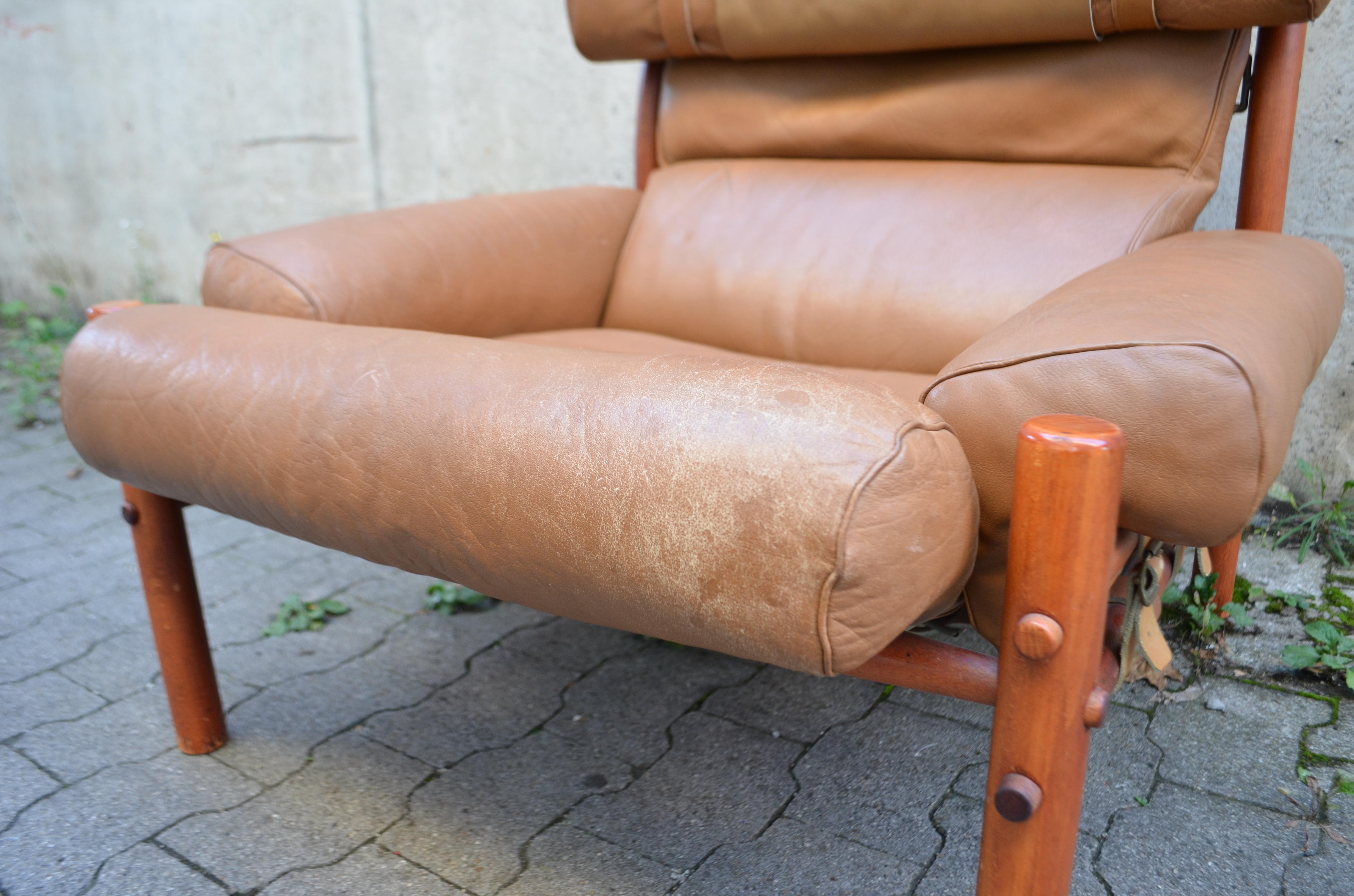 Chaise longue Inca Caramel Leather modèle Arne Norell  en vente 9