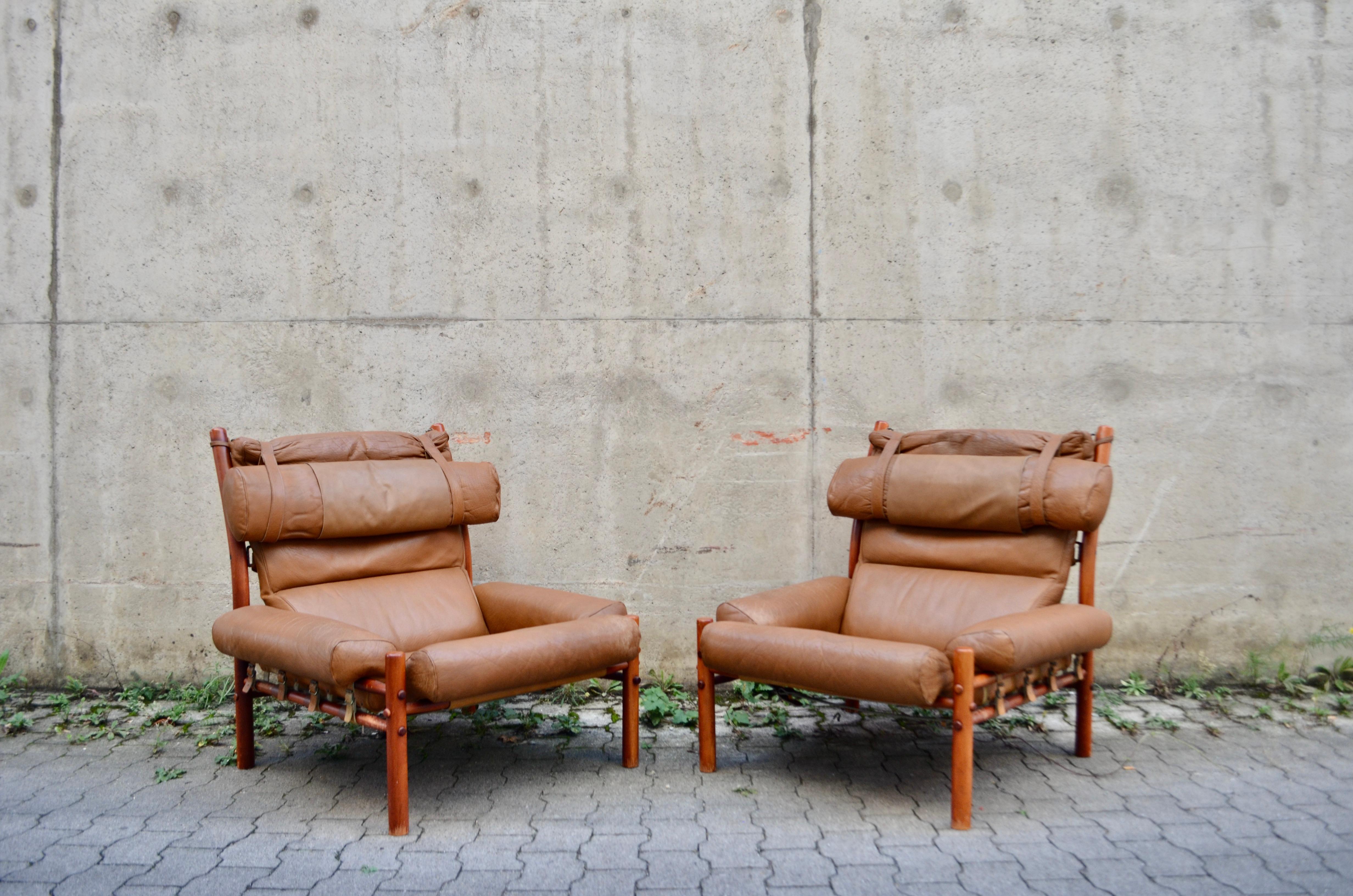 Chaise longue Inca Caramel Leather modèle Arne Norell  en vente 11