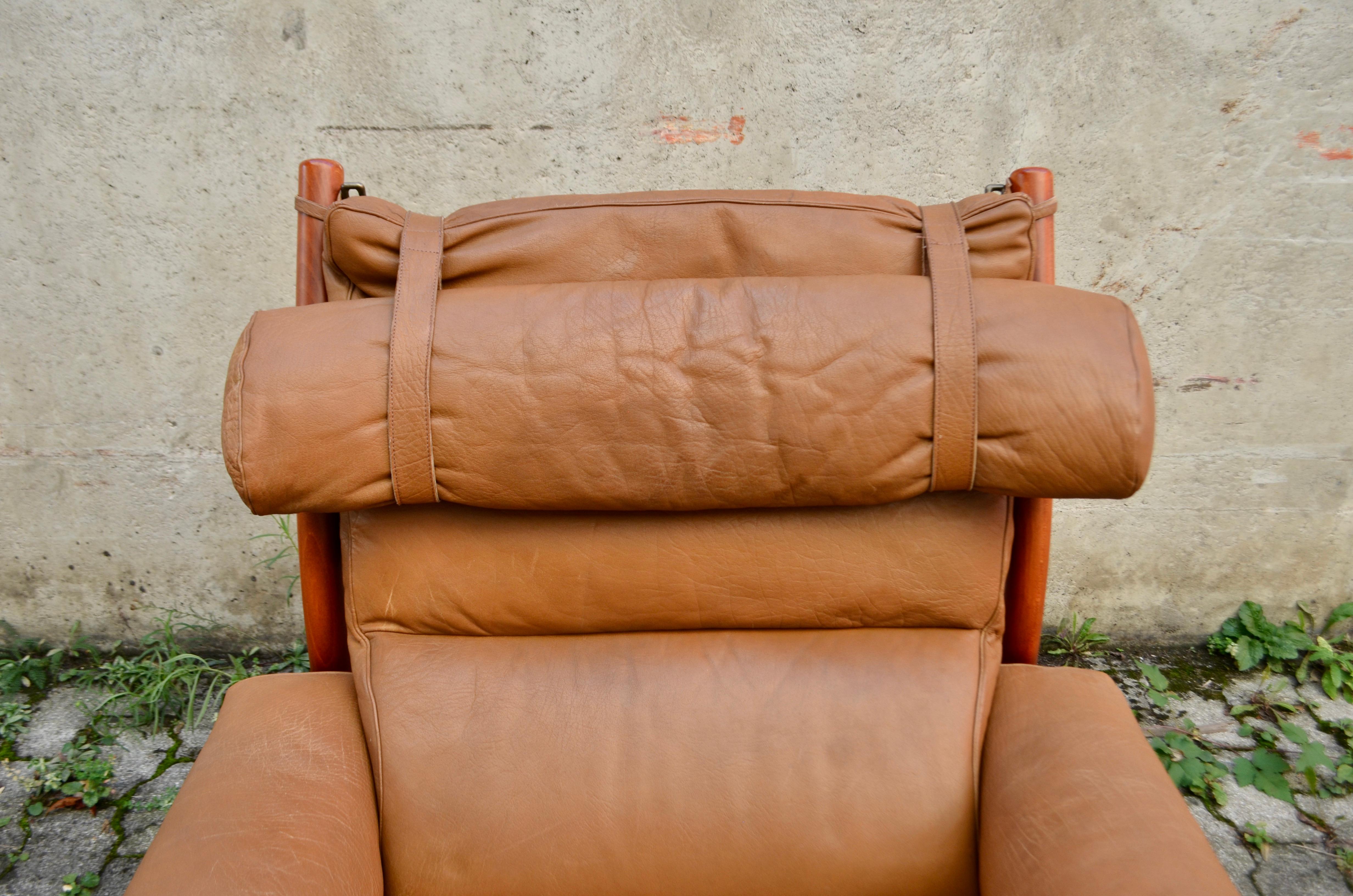 Arne Norell Model Inca Caramel Leather Lounge Chair In Good Condition For Sale In Munich, Bavaria