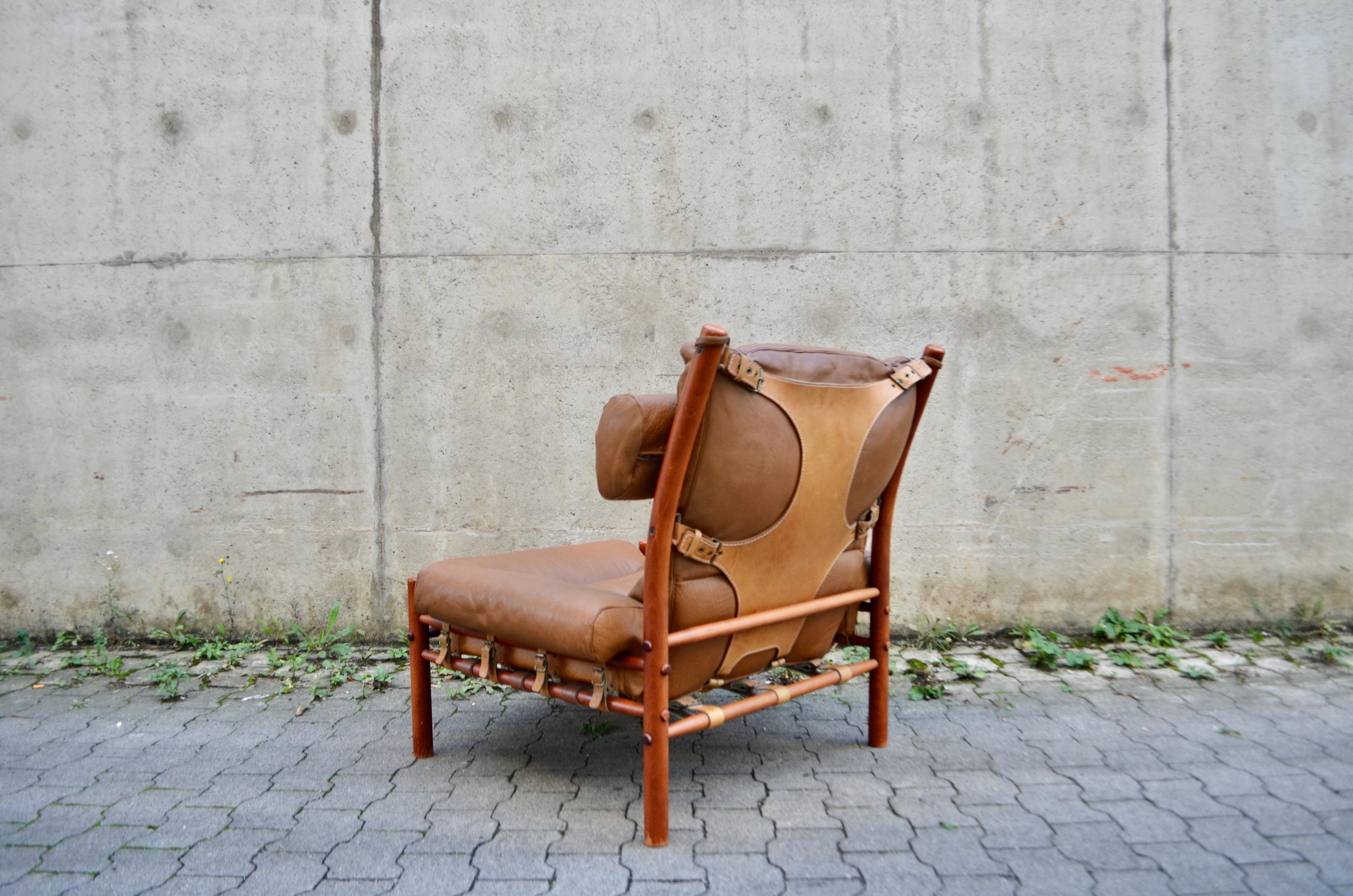 Arne Norell Model Inca Caramel Leather Lounge Chair In Good Condition For Sale In Munich, Bavaria