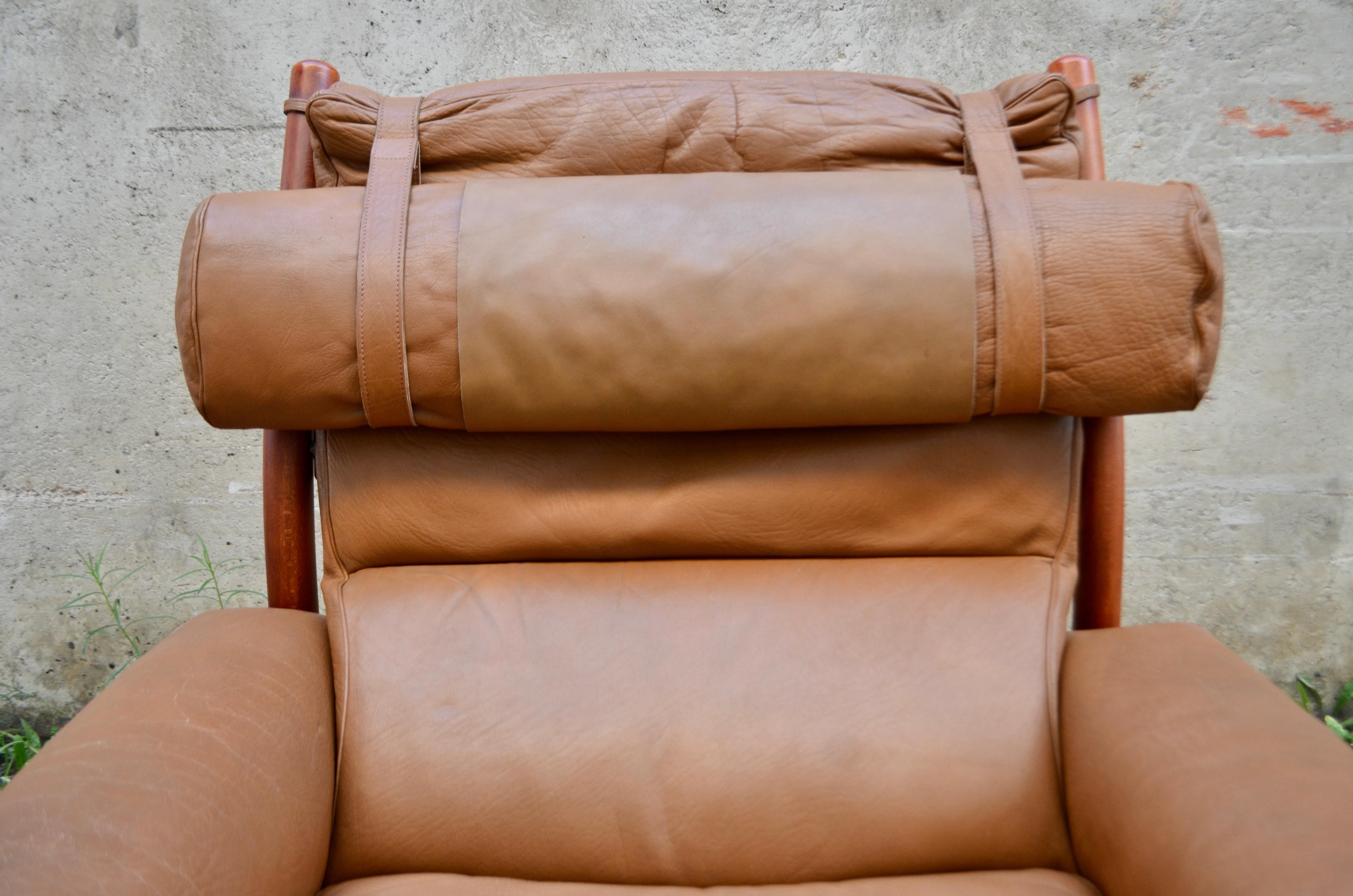 20ième siècle Chaise longue Inca Caramel Leather modèle Arne Norell  en vente