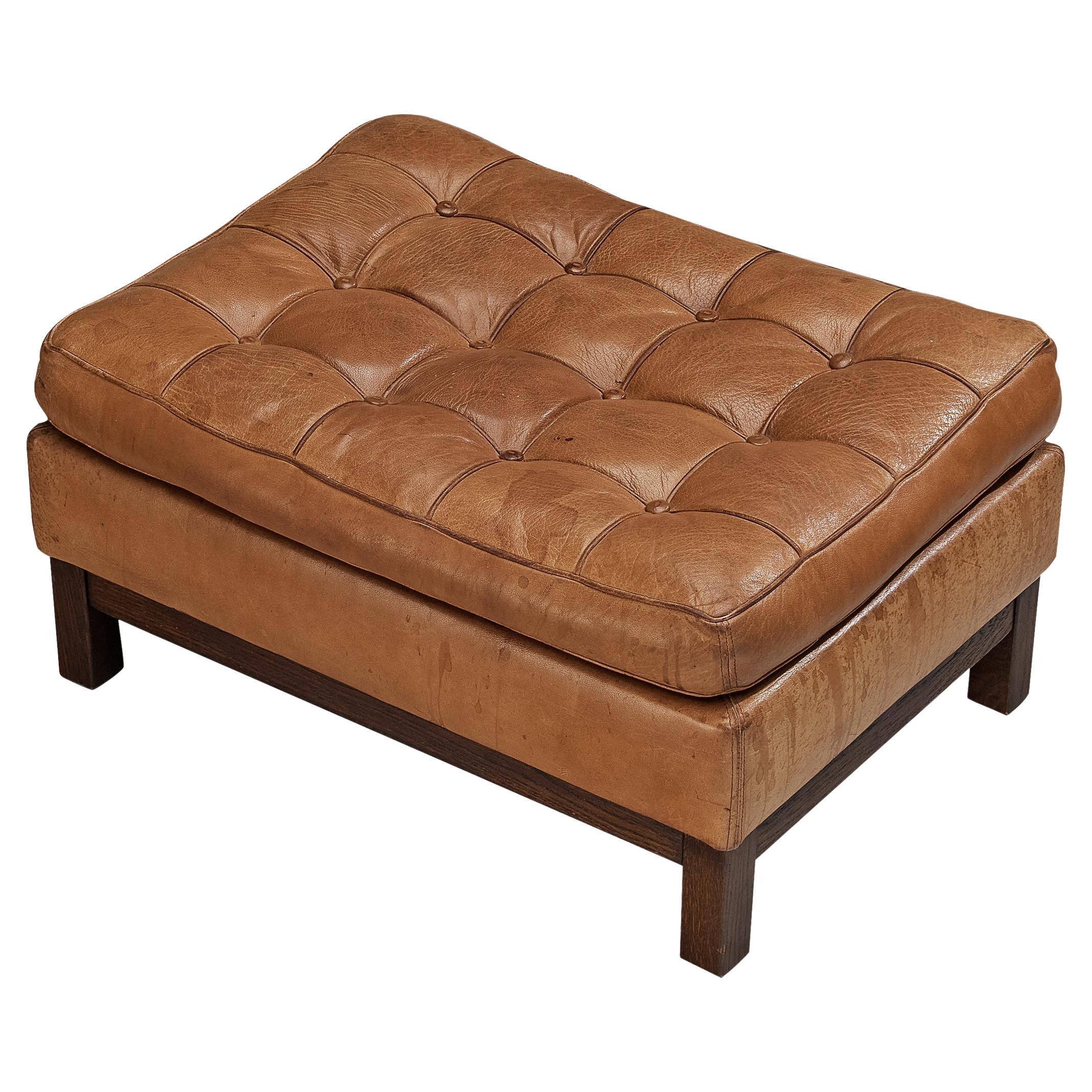 Arne Norell Ottoman 'Merkur' in Brown Leather  For Sale