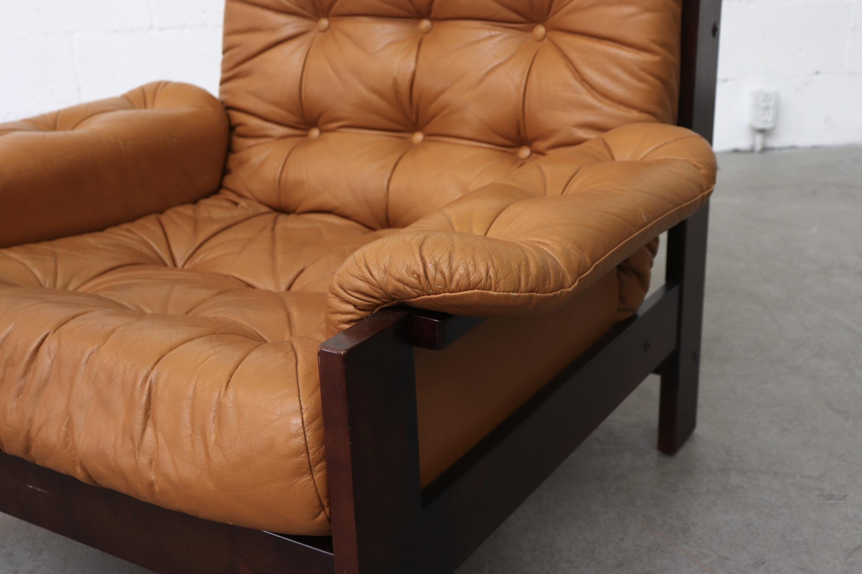 Arne Norell Inspired Pair of Leather Lounge Chairs for Illums Bolighus 5