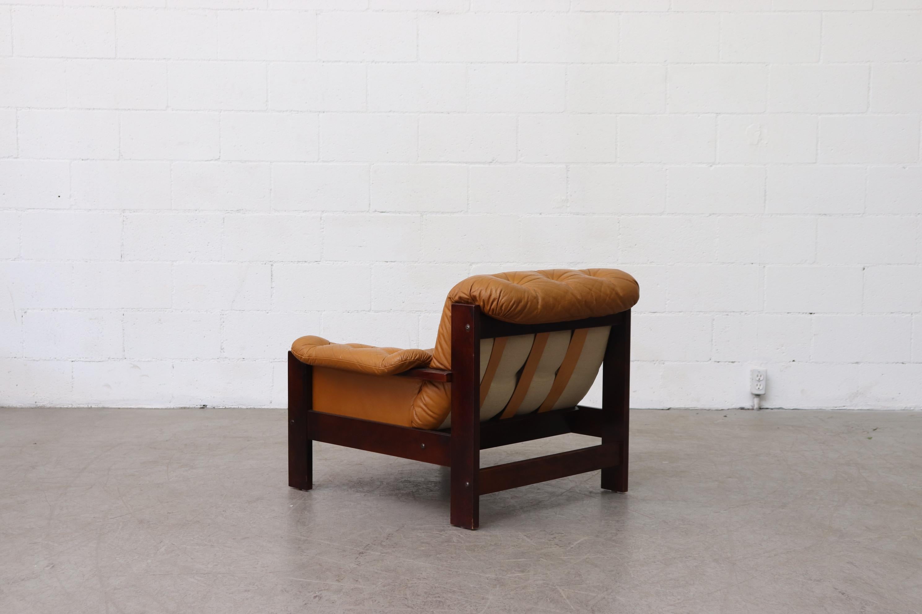 Mid-20th Century Arne Norell Inspired Pair of Leather Lounge Chairs for Illums Bolighus